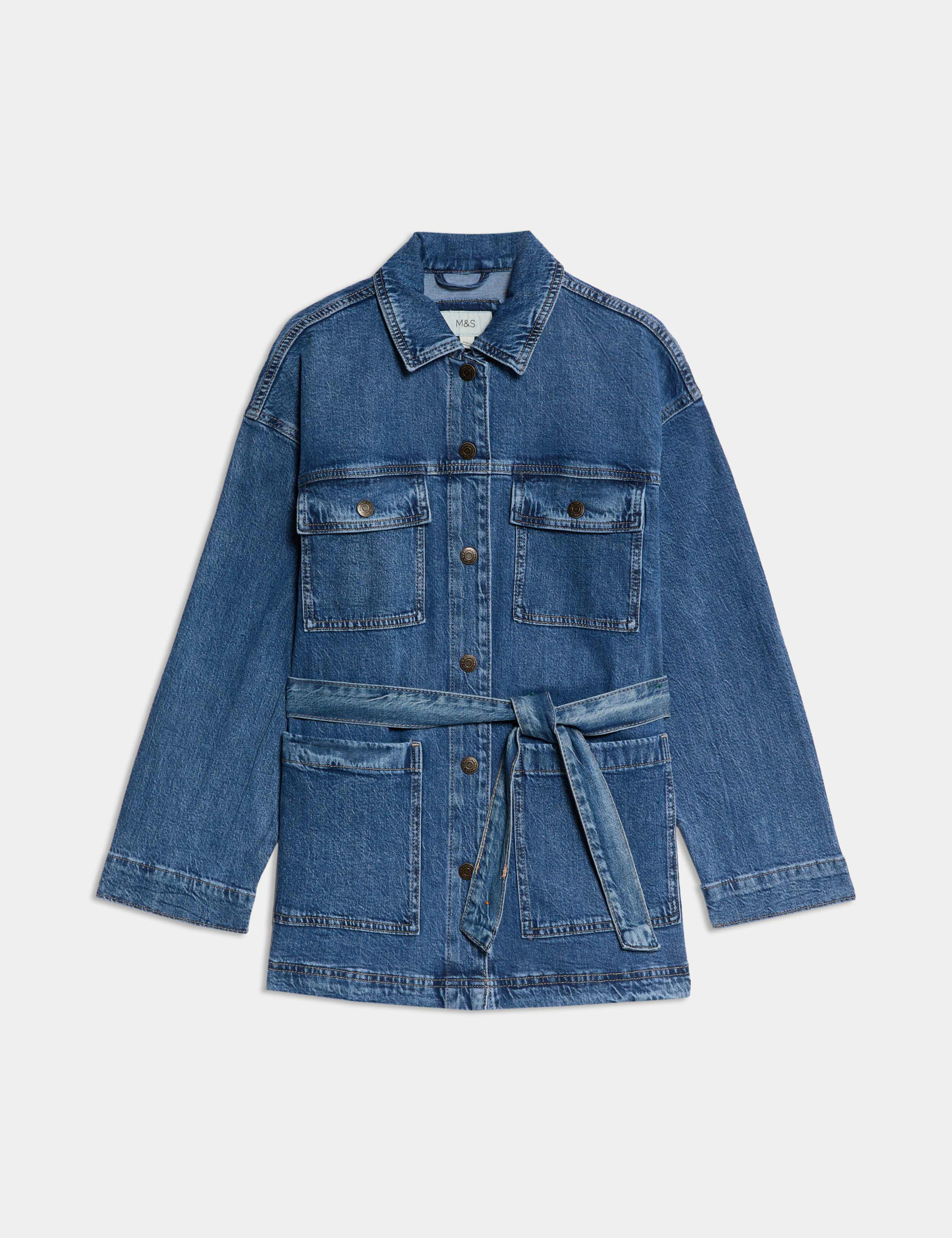 Denim Belted Relaxed Jacket 2 of 8