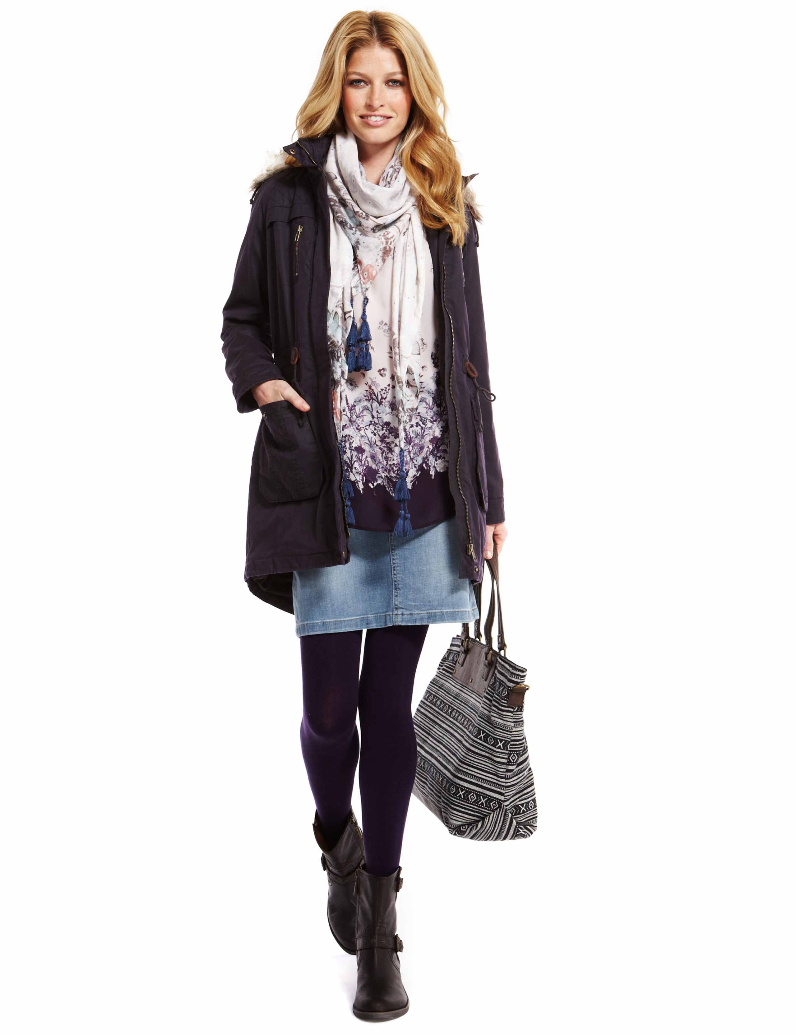 4 Pockets Faux Fur Trim Waxed Parka 4 of 6