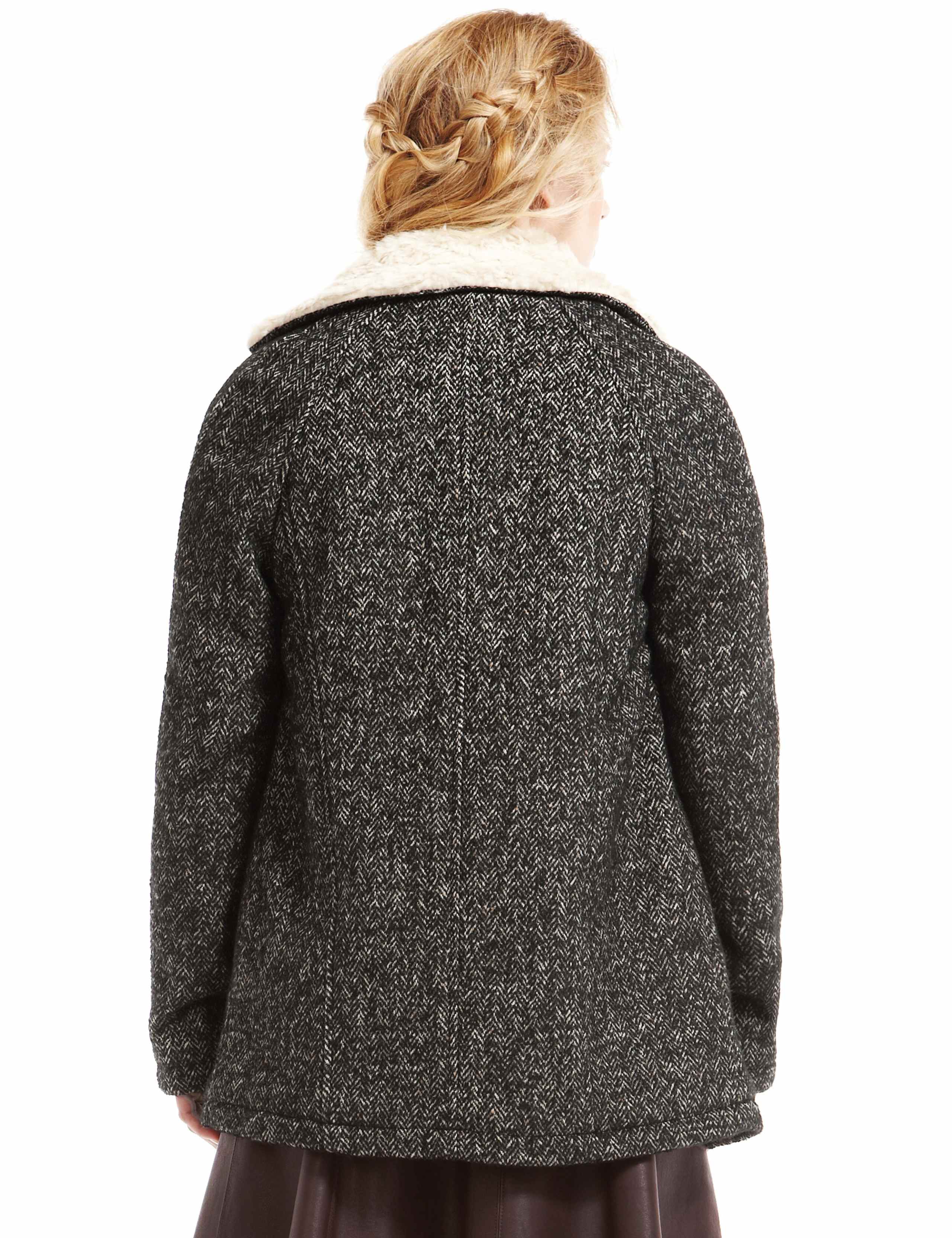 Front Zip Herringbone Jacket with Wool 4 of 5