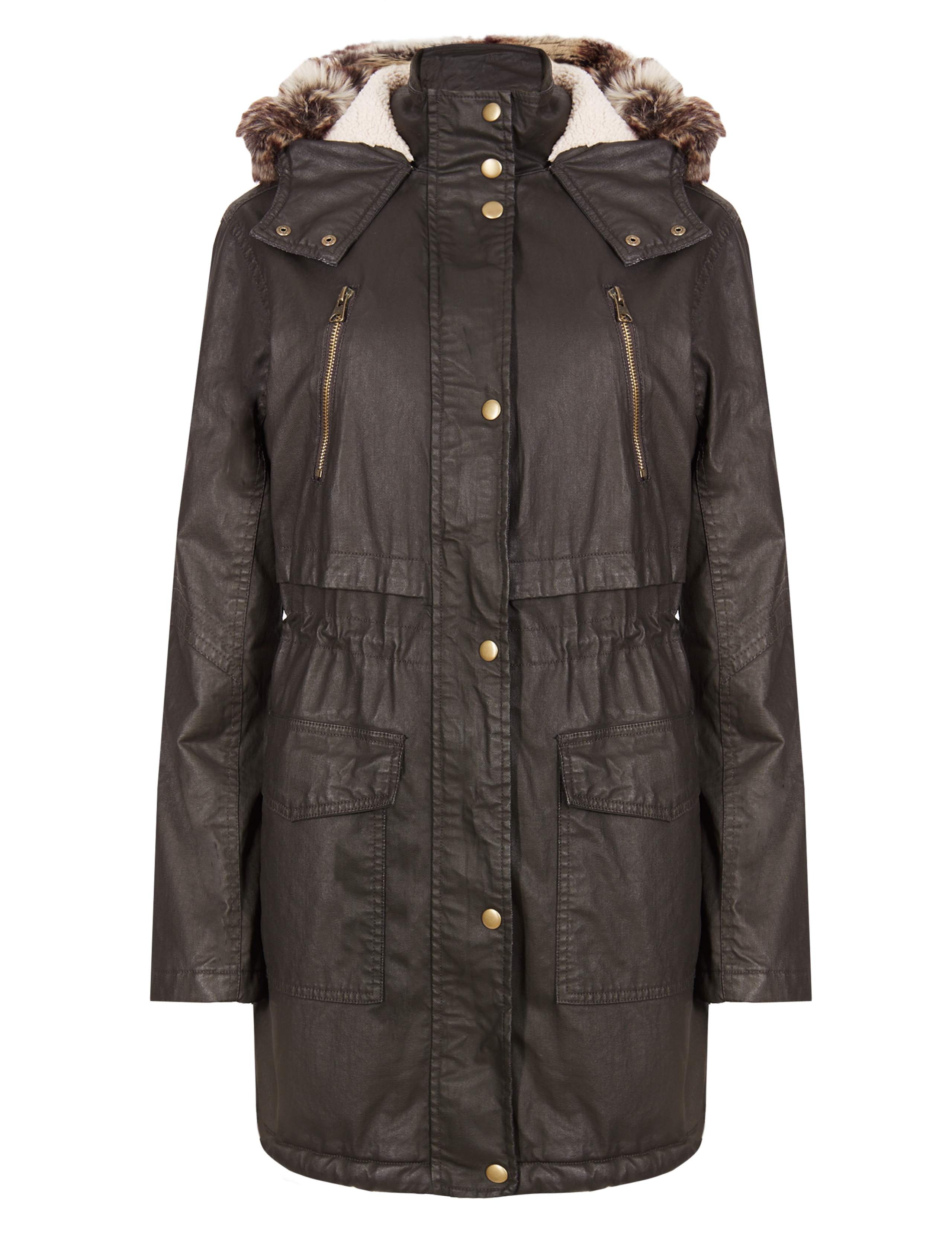 Pure Cotton Fleece Lined Hooded Parka 2 of 5