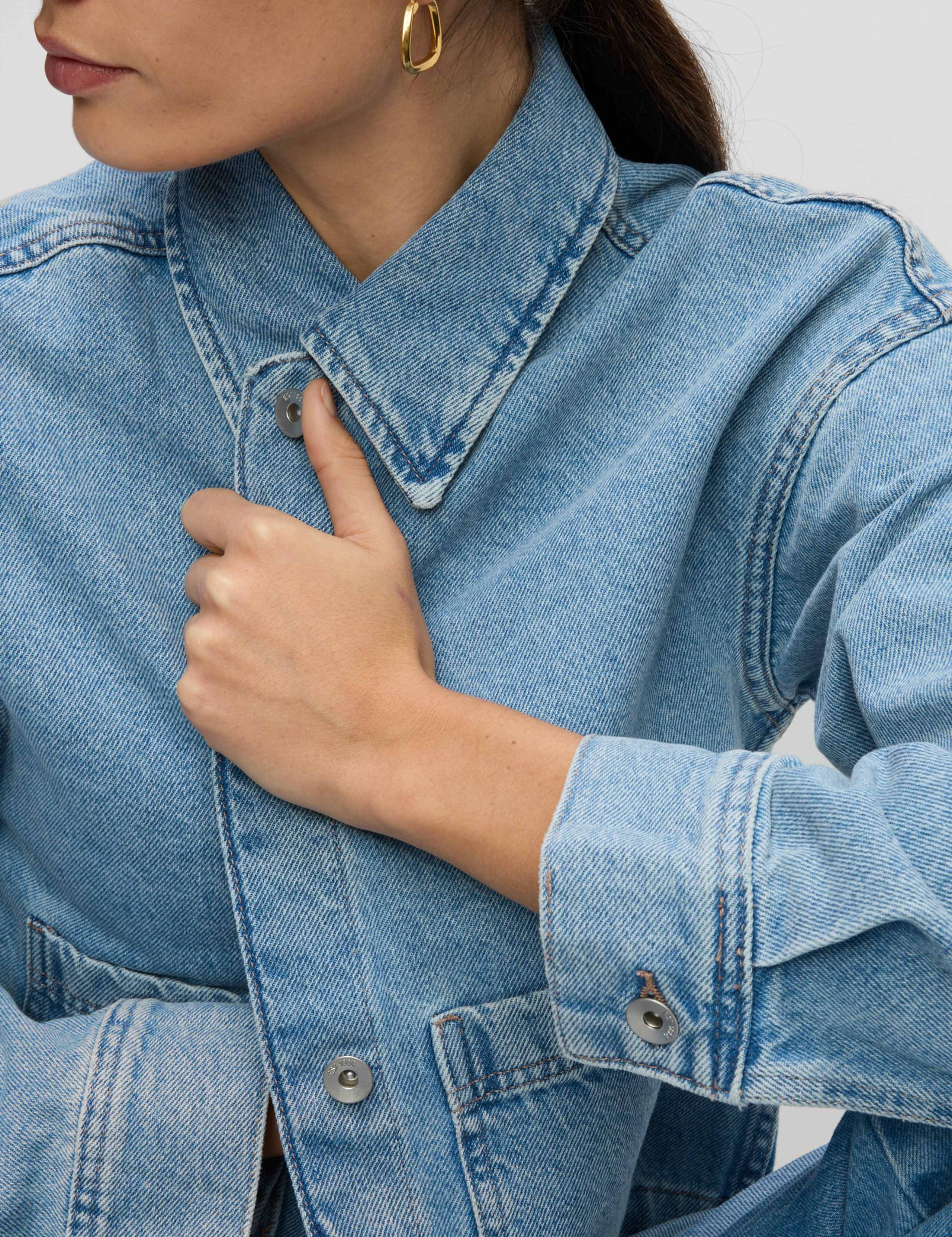 Pure Cotton Denim Cropped Shacket 4 of 8