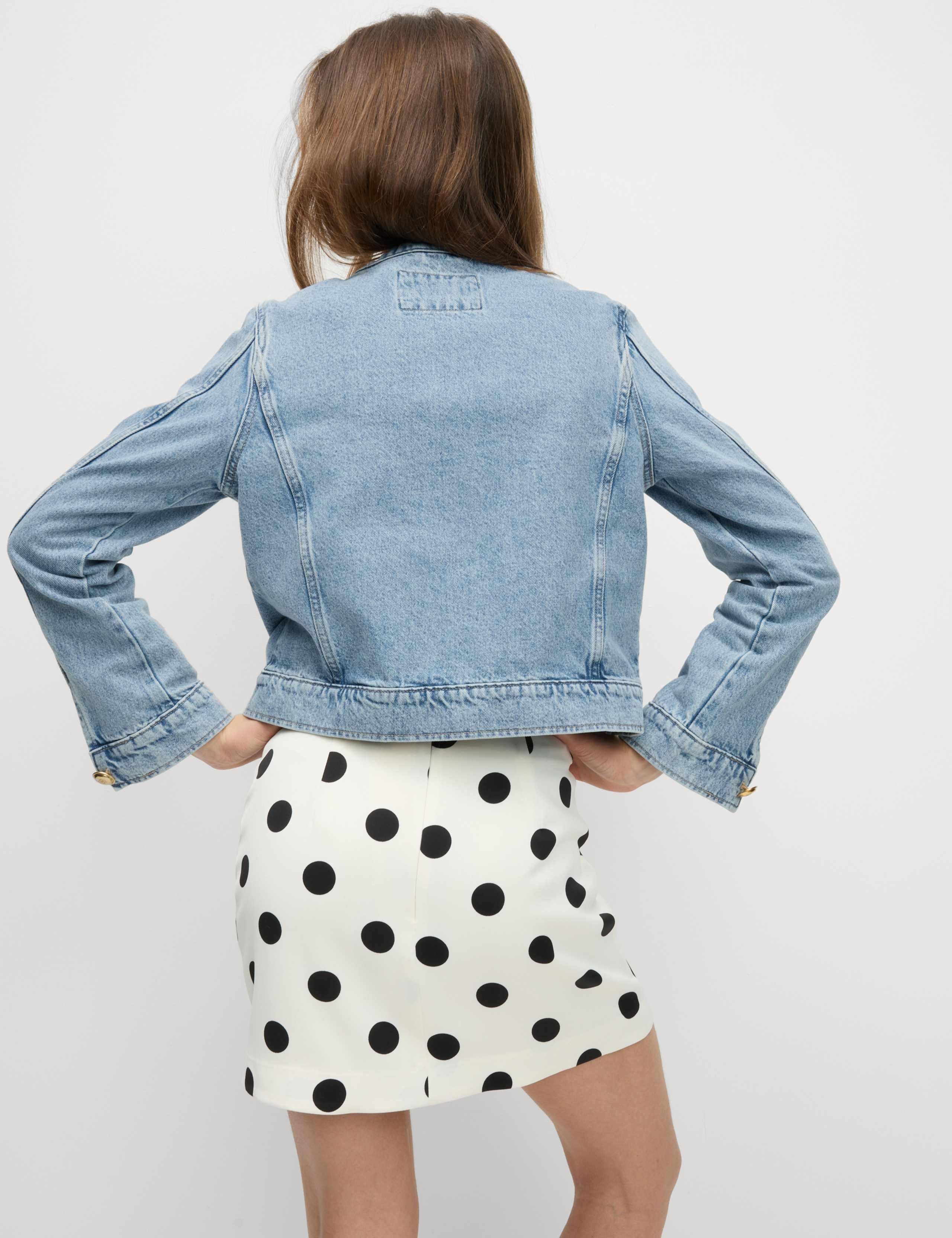Denim Collarless Short Jacket 6 of 8