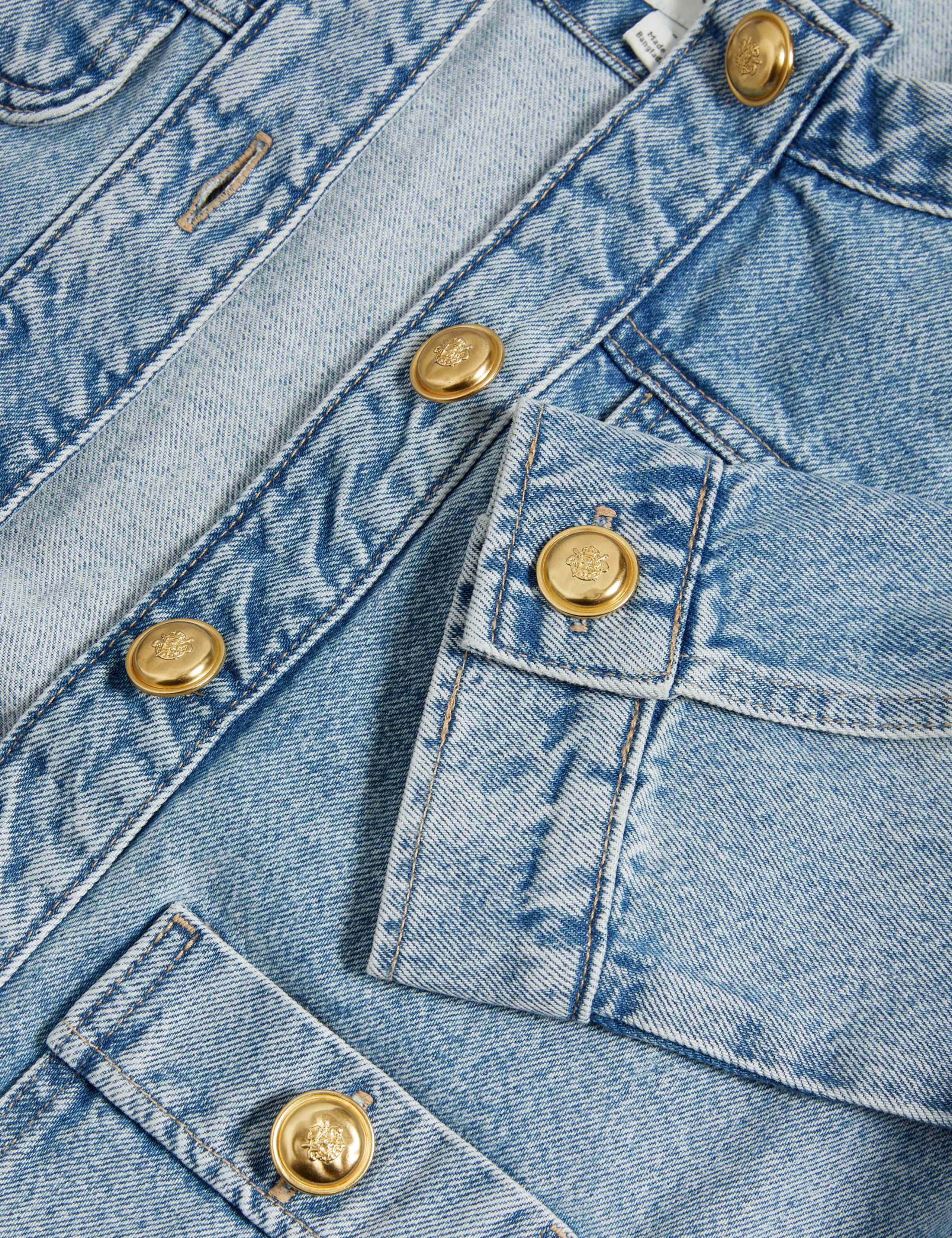 Denim Collarless Short Jacket 8 of 8