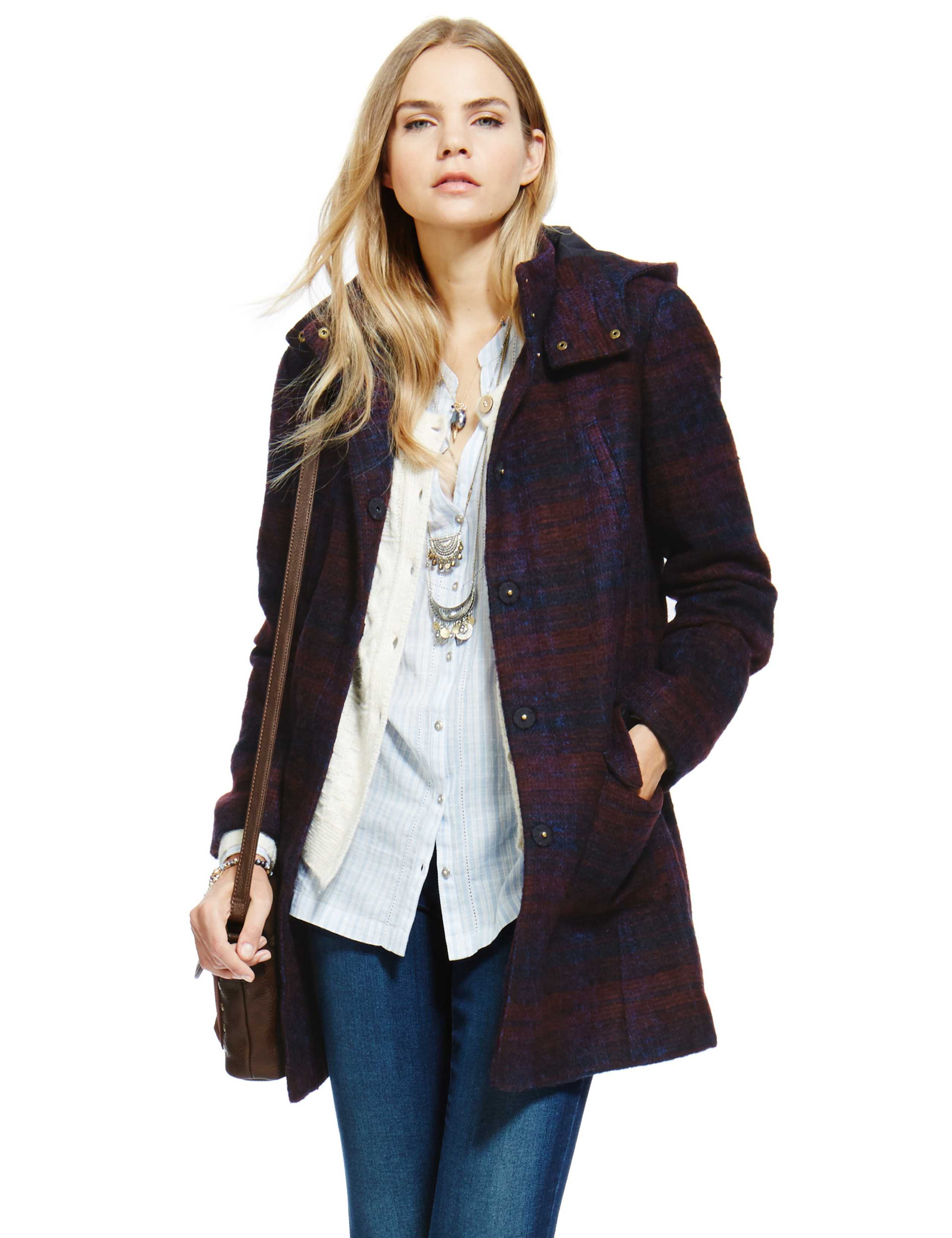 Checked Hooded Duffle Coat with Wool 1 of 4