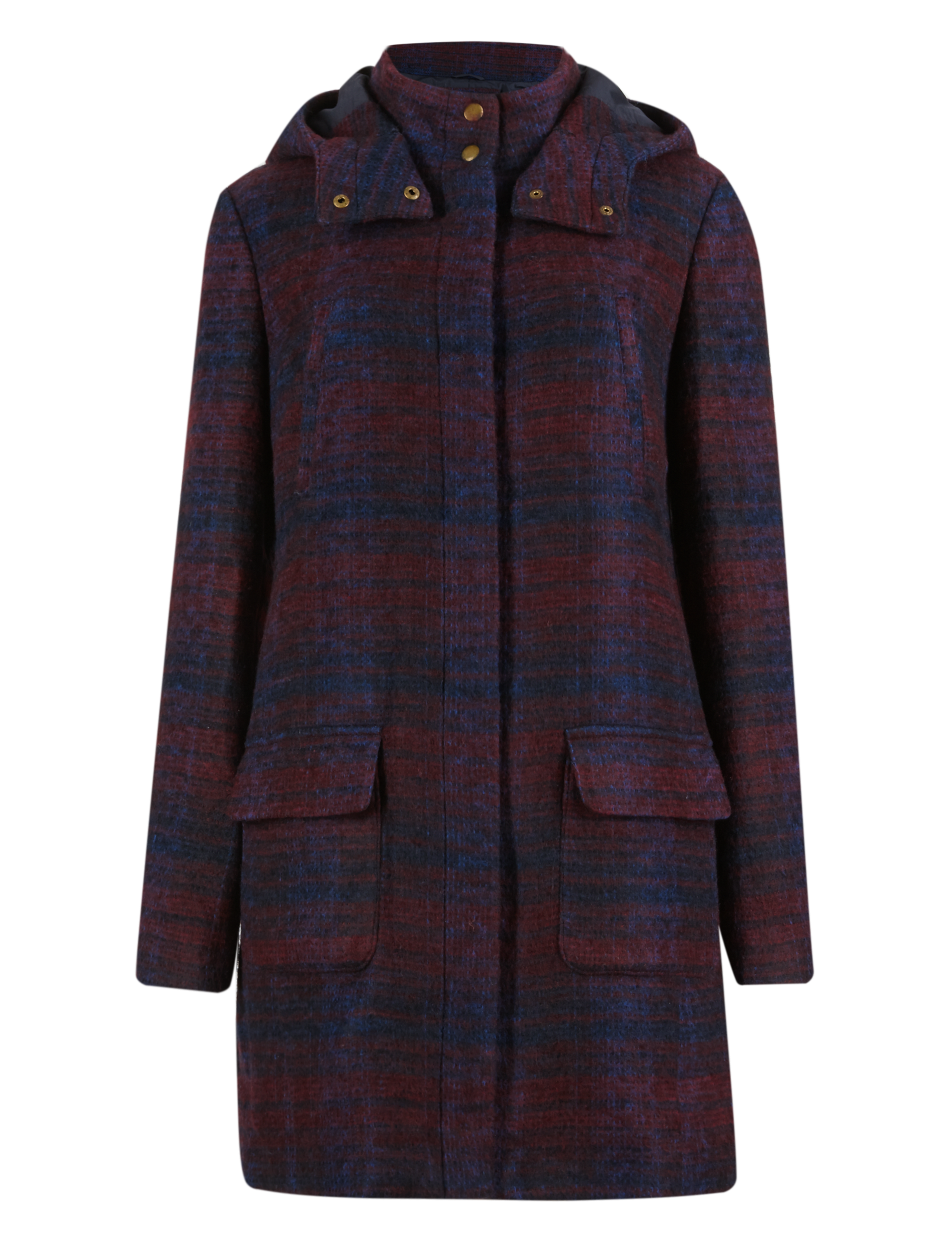 Checked Hooded Duffle Coat with Wool 2 of 4