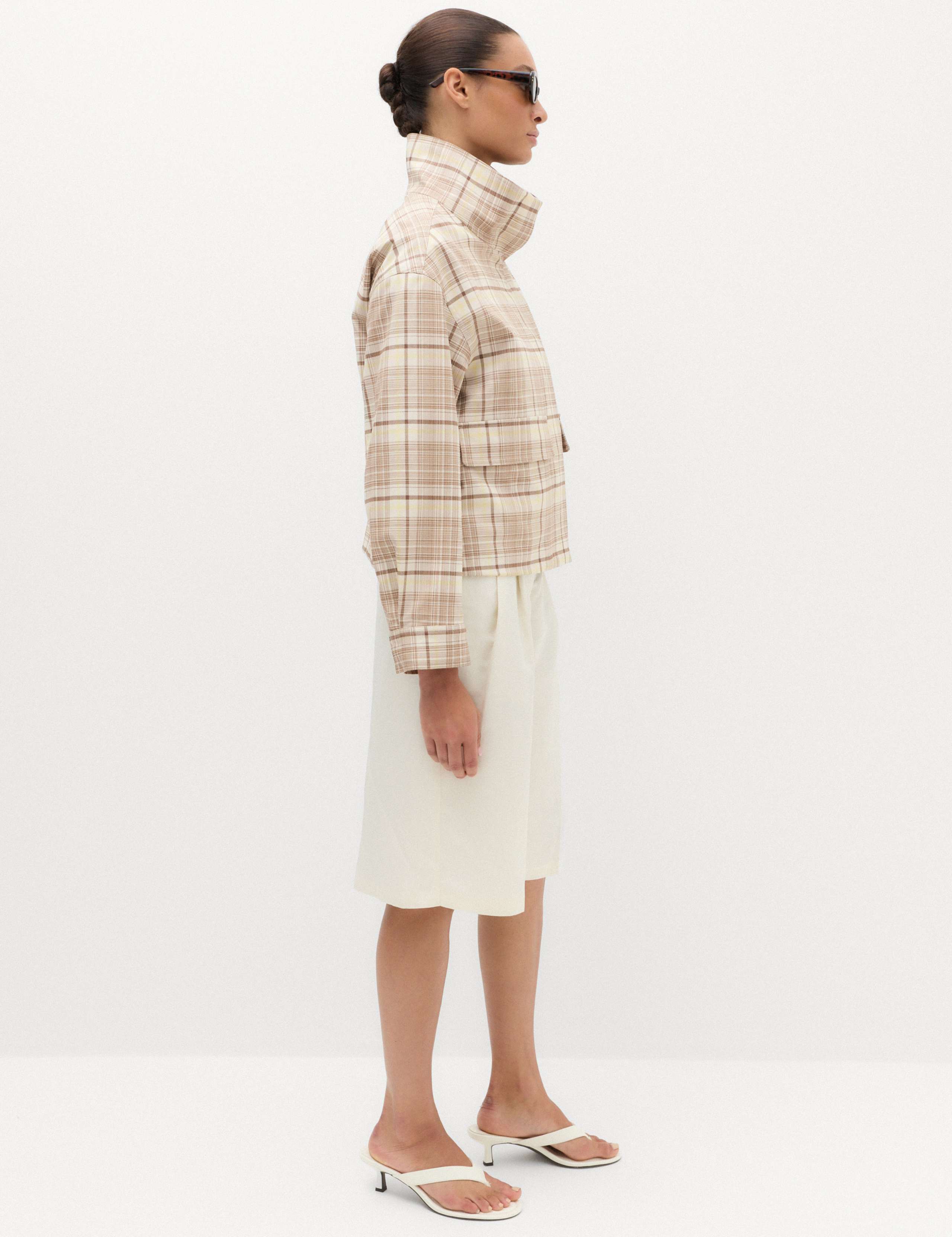 Checked Funnel Neck Barn Jacket 6 of 7