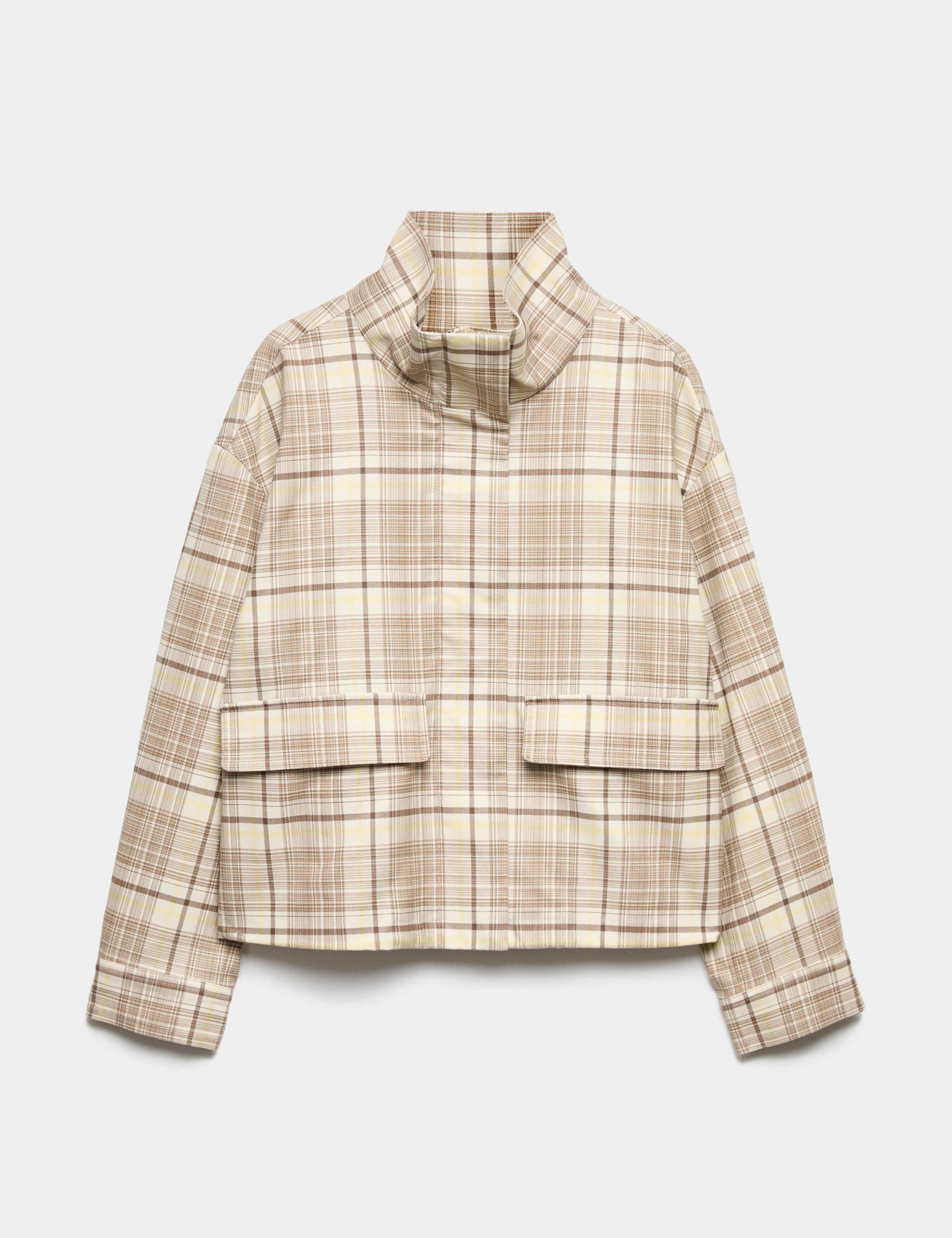 Checked Funnel Neck Barn Jacket 2 of 7