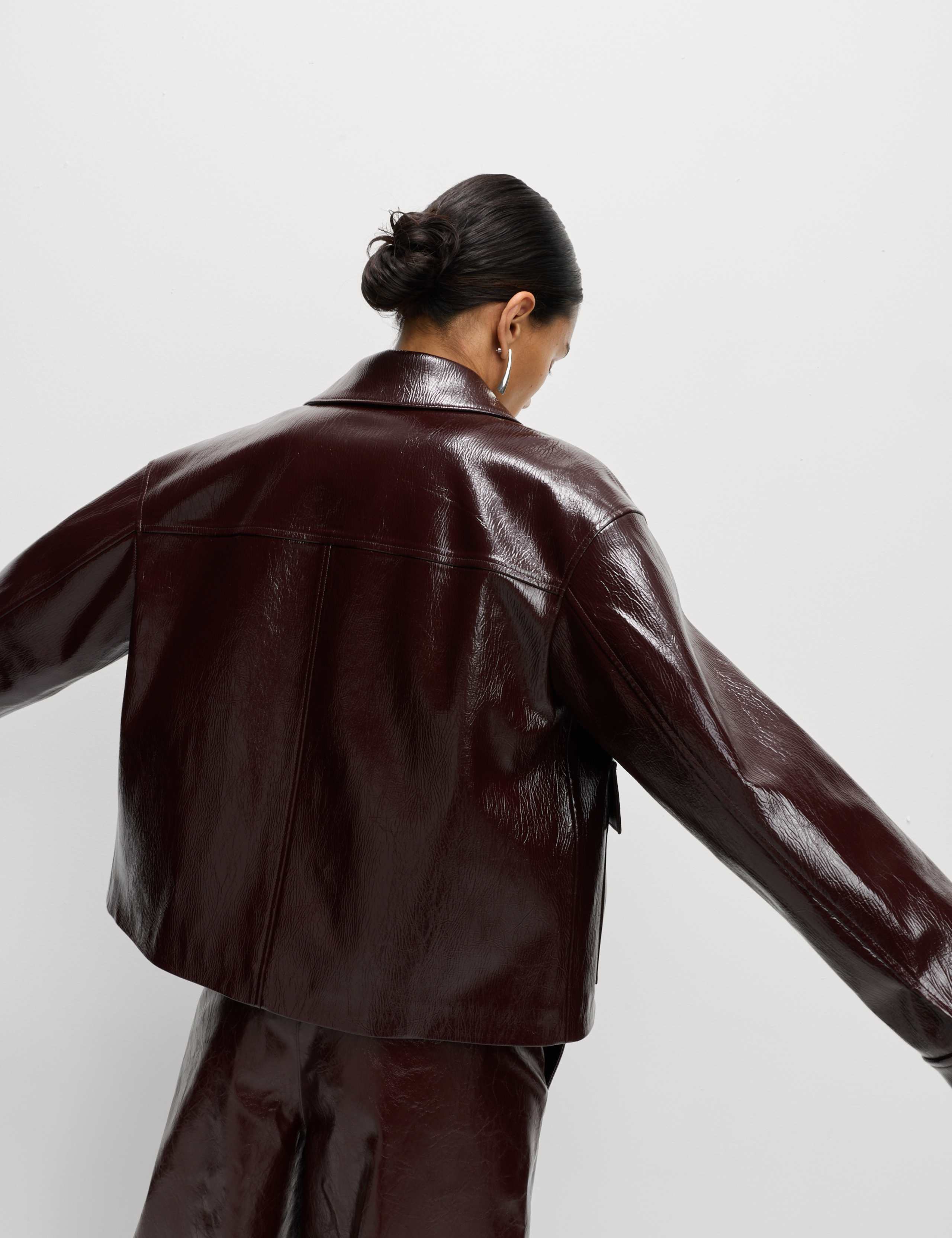 Faux Leather Lacquered Harrington Jacket 3 of 7
