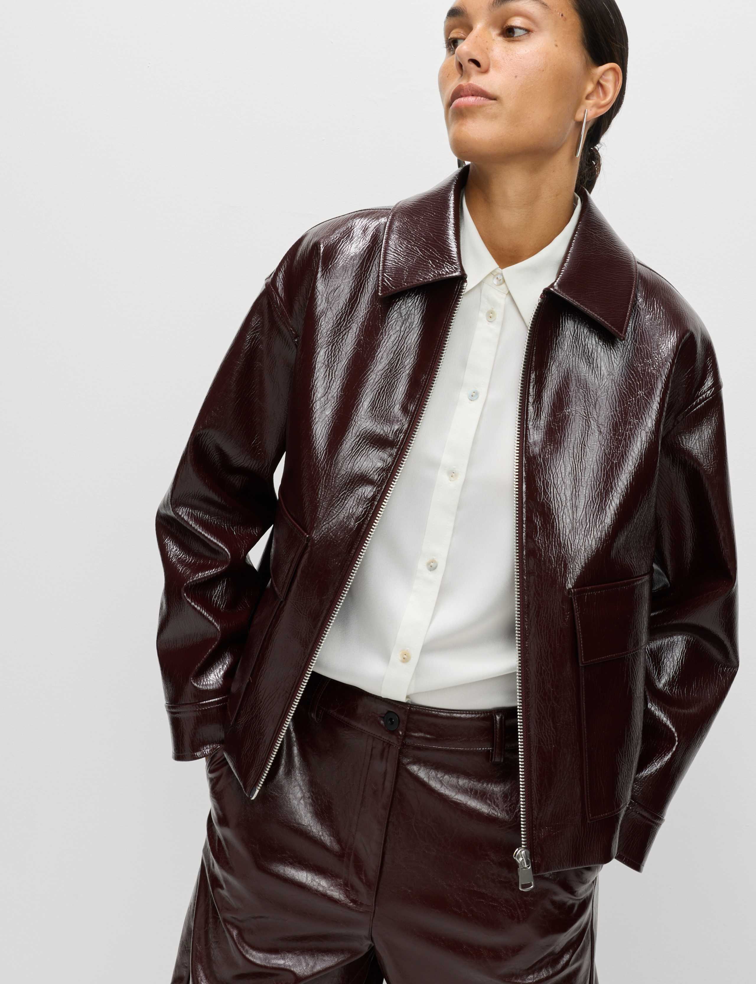 Faux Leather Lacquered Harrington Jacket 6 of 7