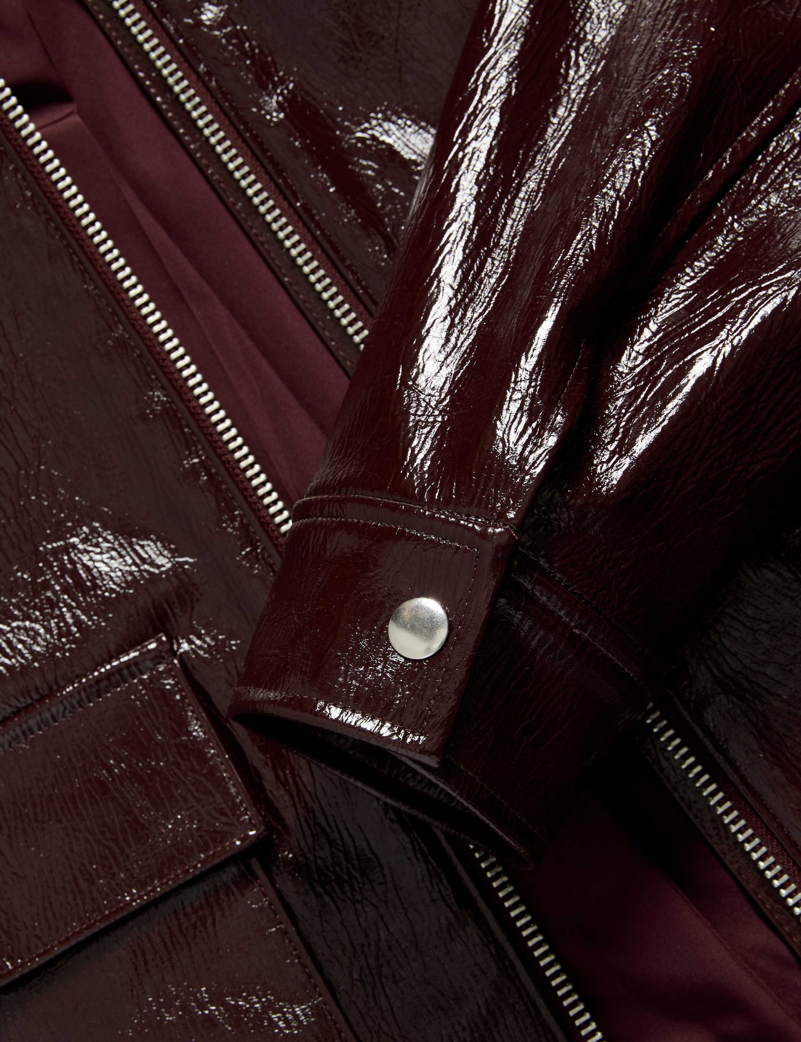 Faux Leather Lacquered Harrington Jacket 7 of 7