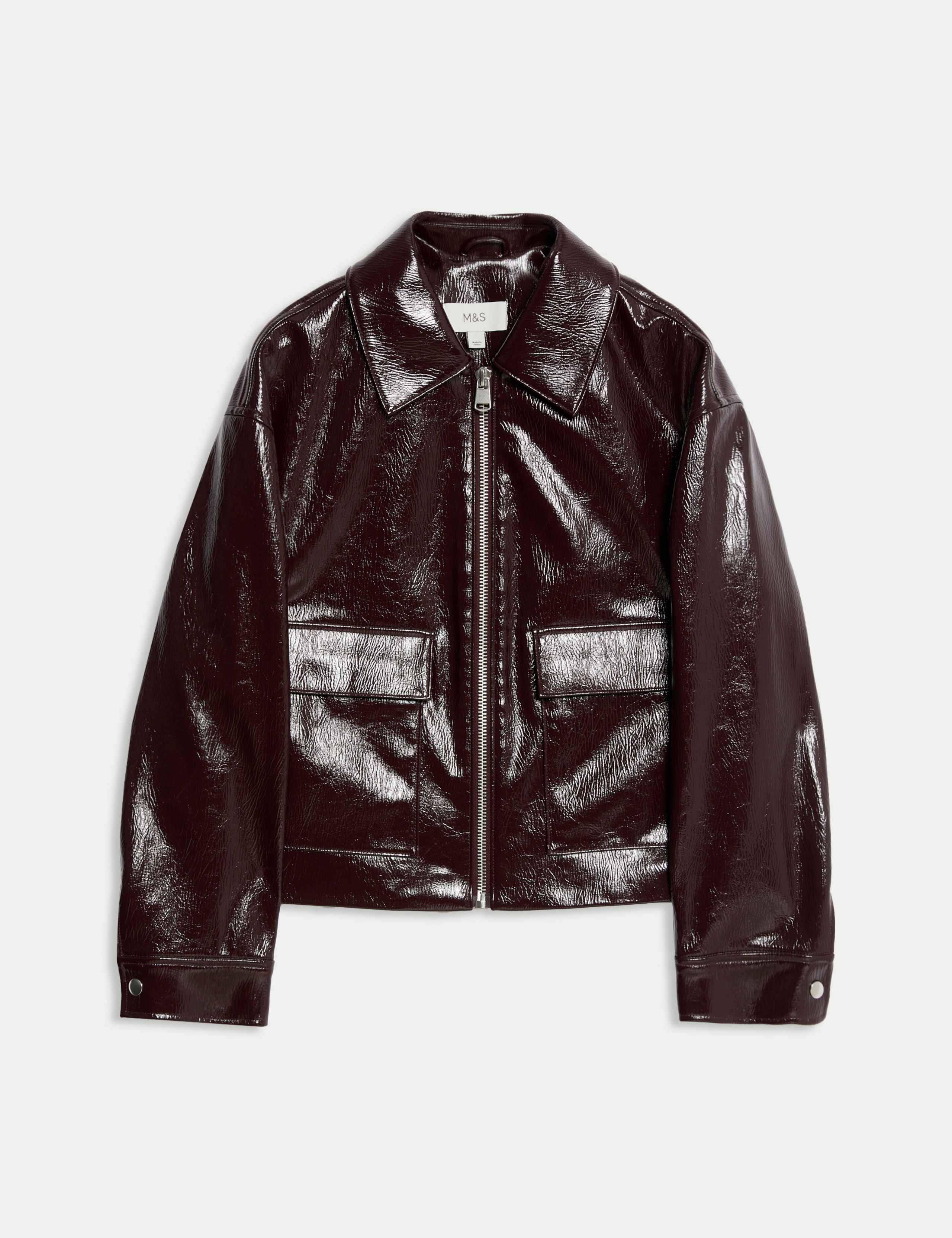 Faux Leather Lacquered Harrington Jacket 2 of 7