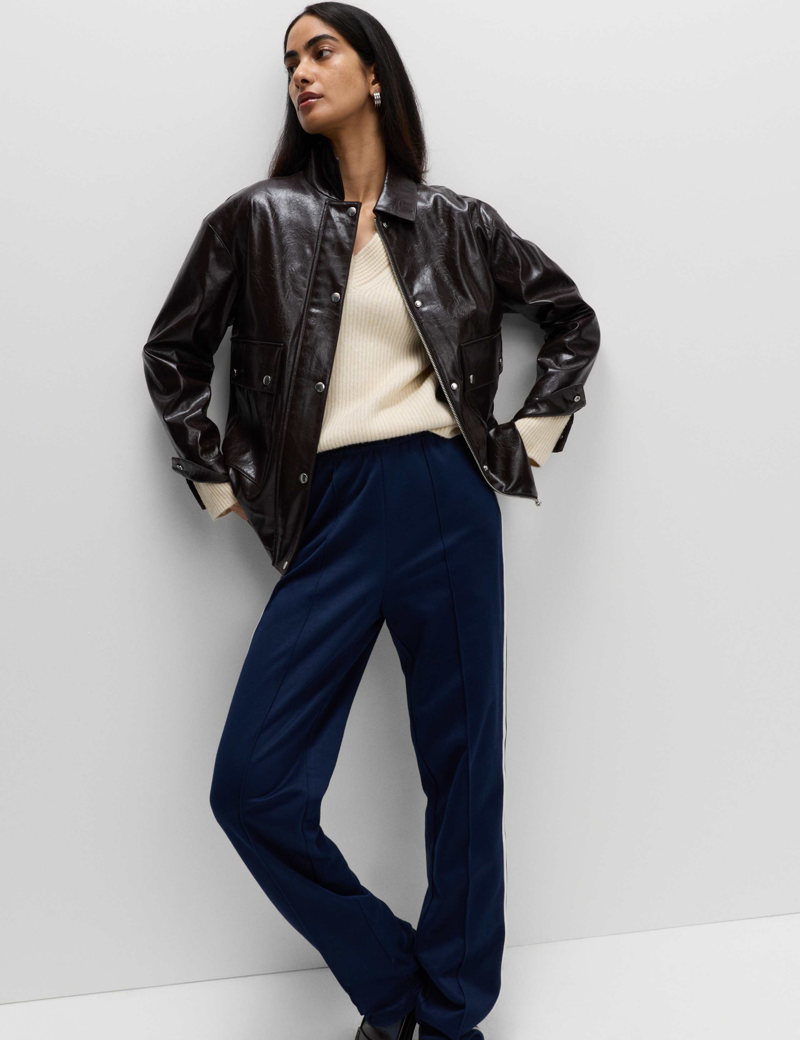 Lacquered Faux Leather Longline Jacket 3 of 7