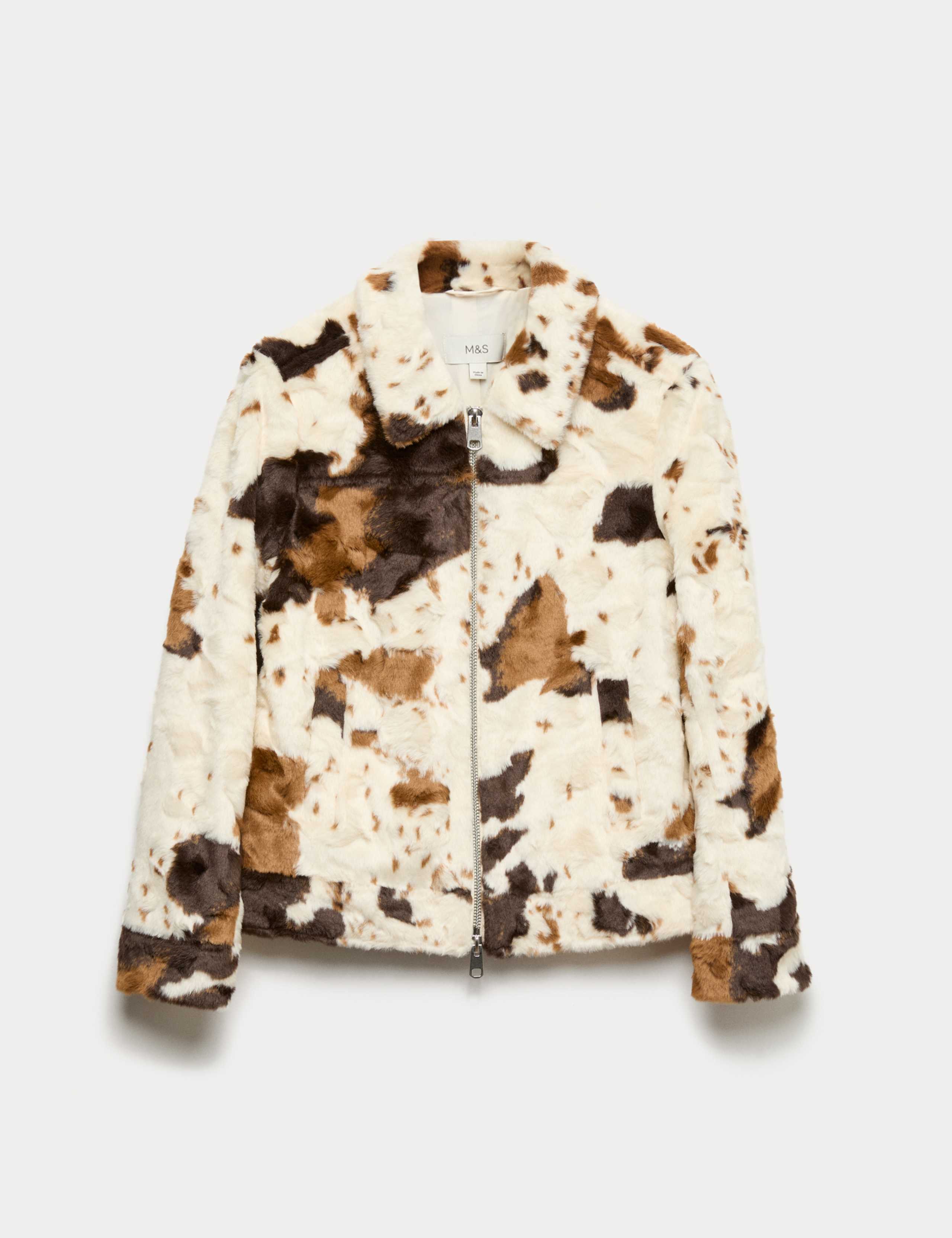 Faux Fur Cow Print Trucker Jacket 2 of 6