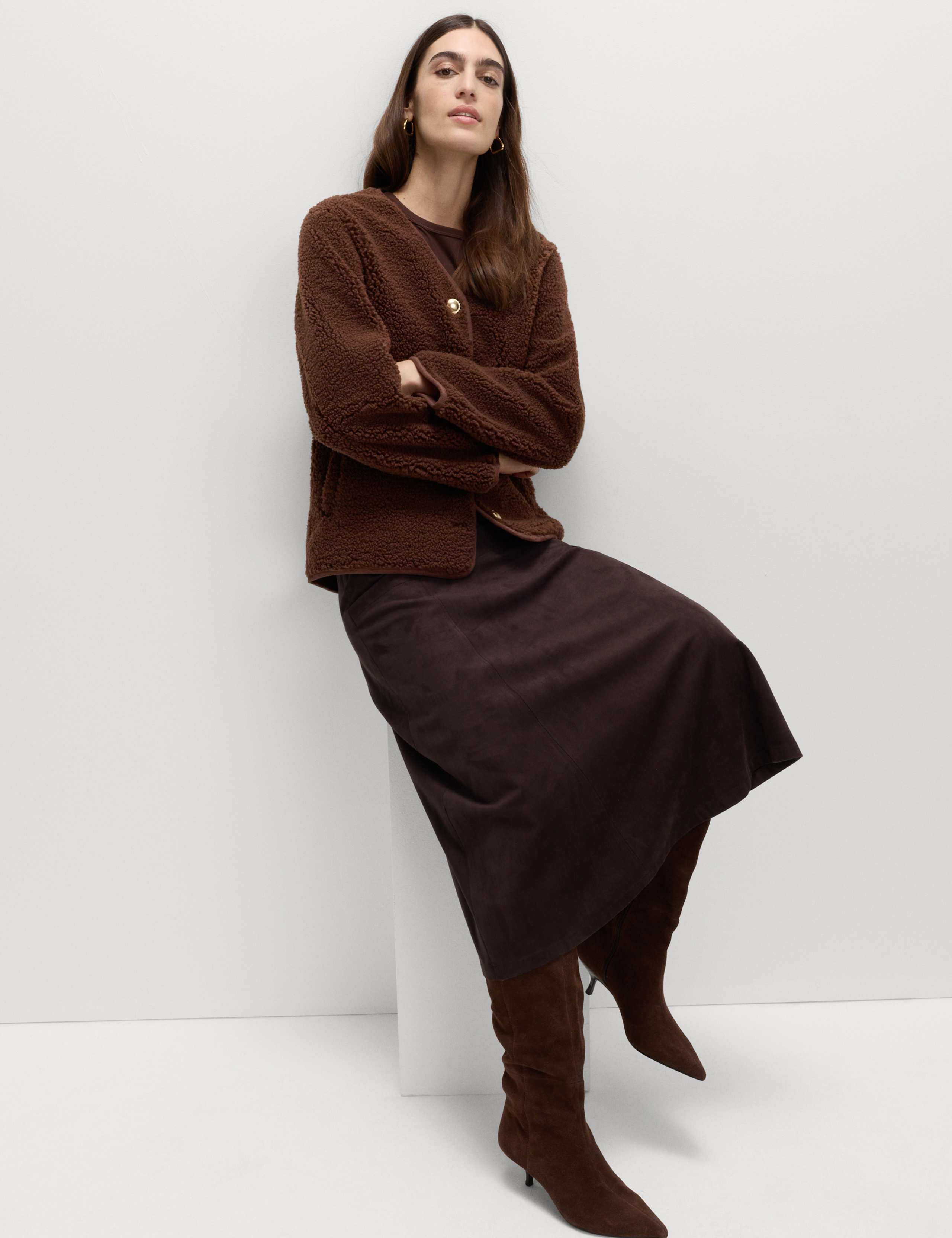 Borg Gold Button Relaxed Jacket 6 of 6