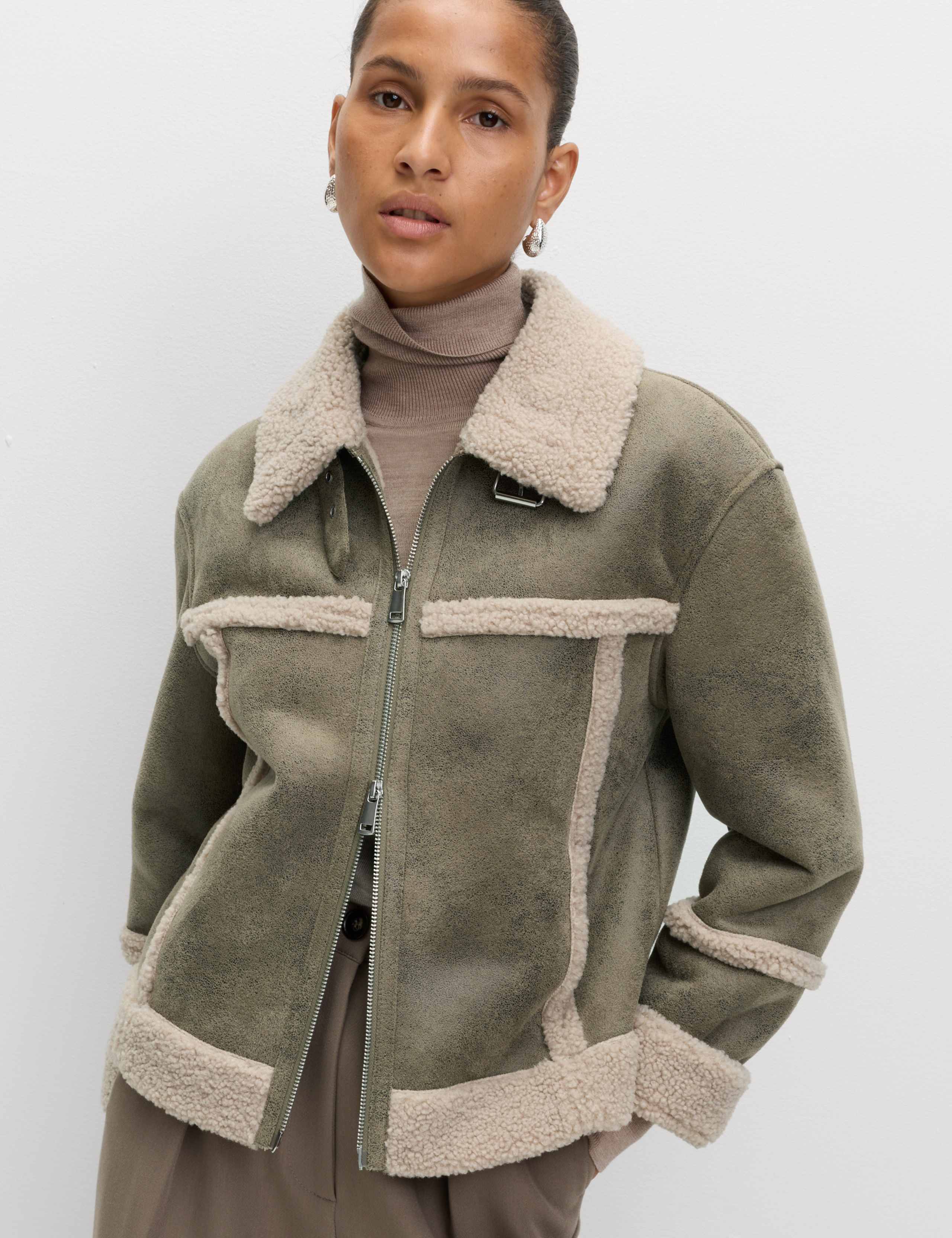 Faux Shearling Aviator Jacket 3 of 8