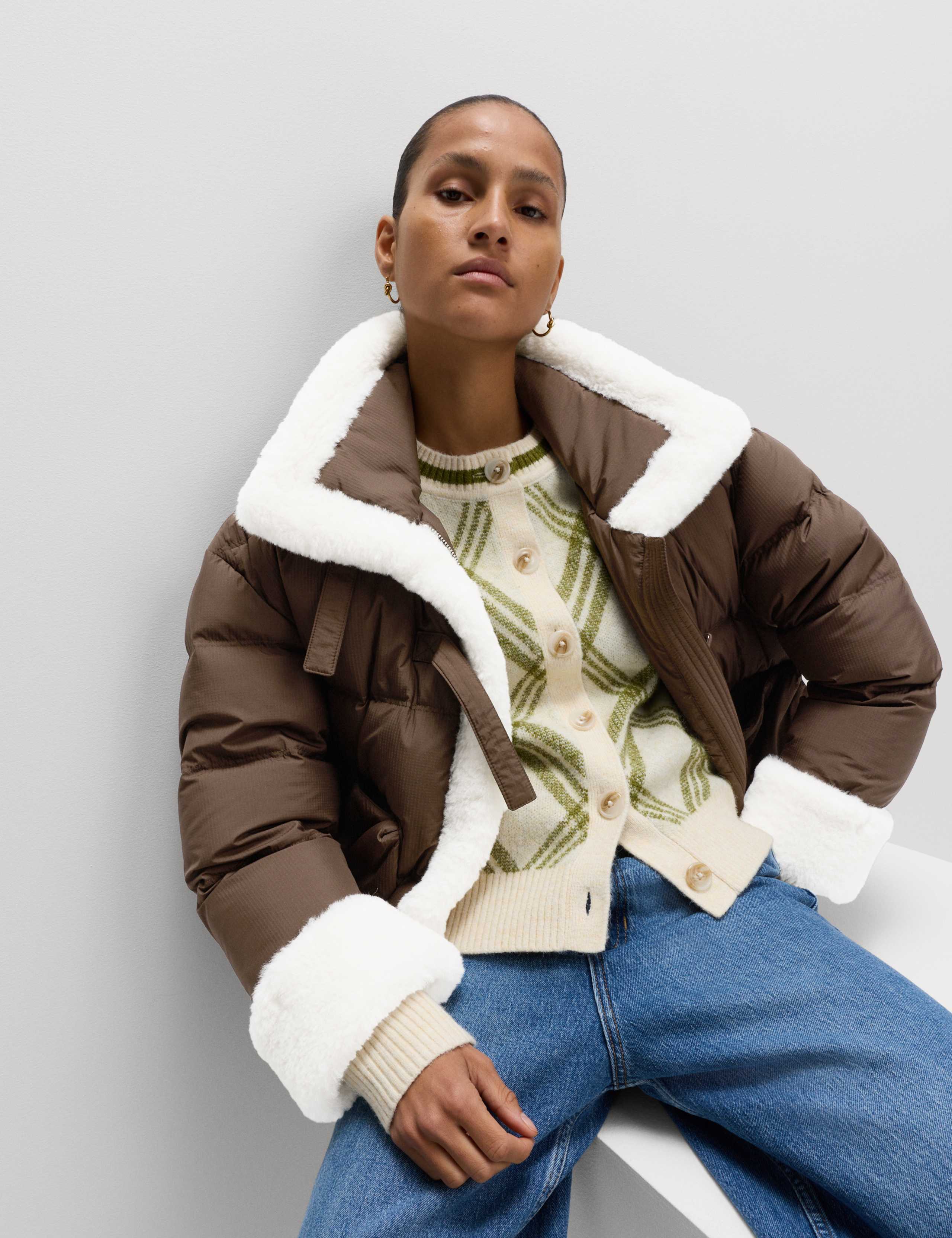 Feather & Down Padded Borg Trim Jacket 5 of 8