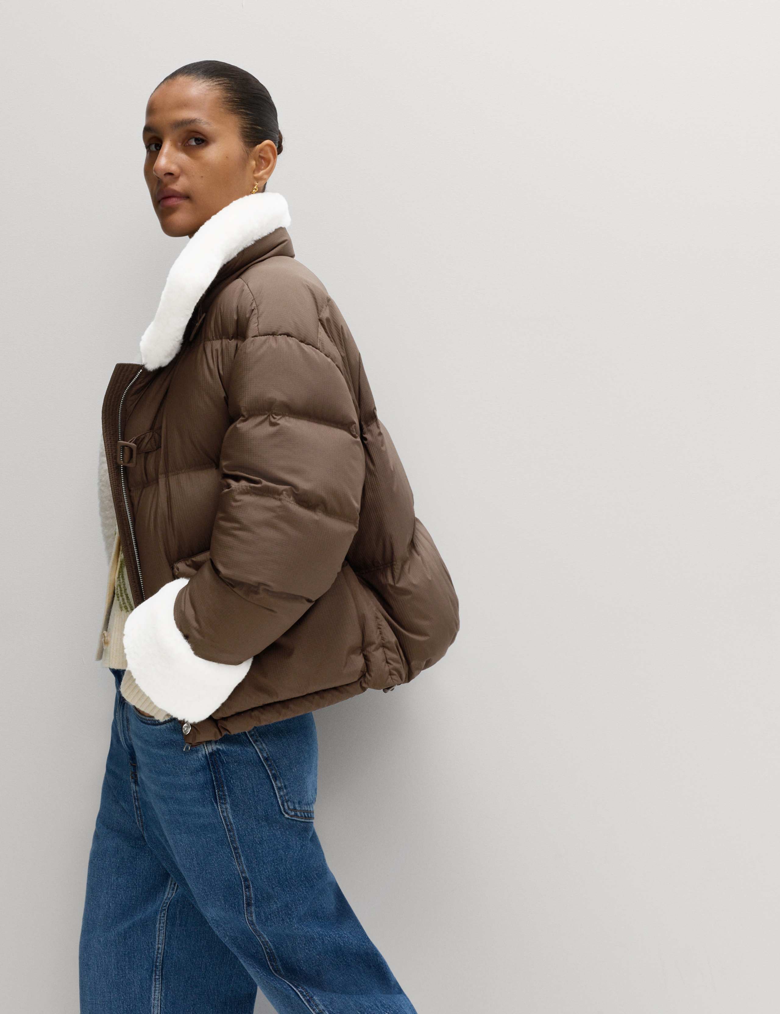 Feather & Down Padded Borg Trim Jacket 7 of 8