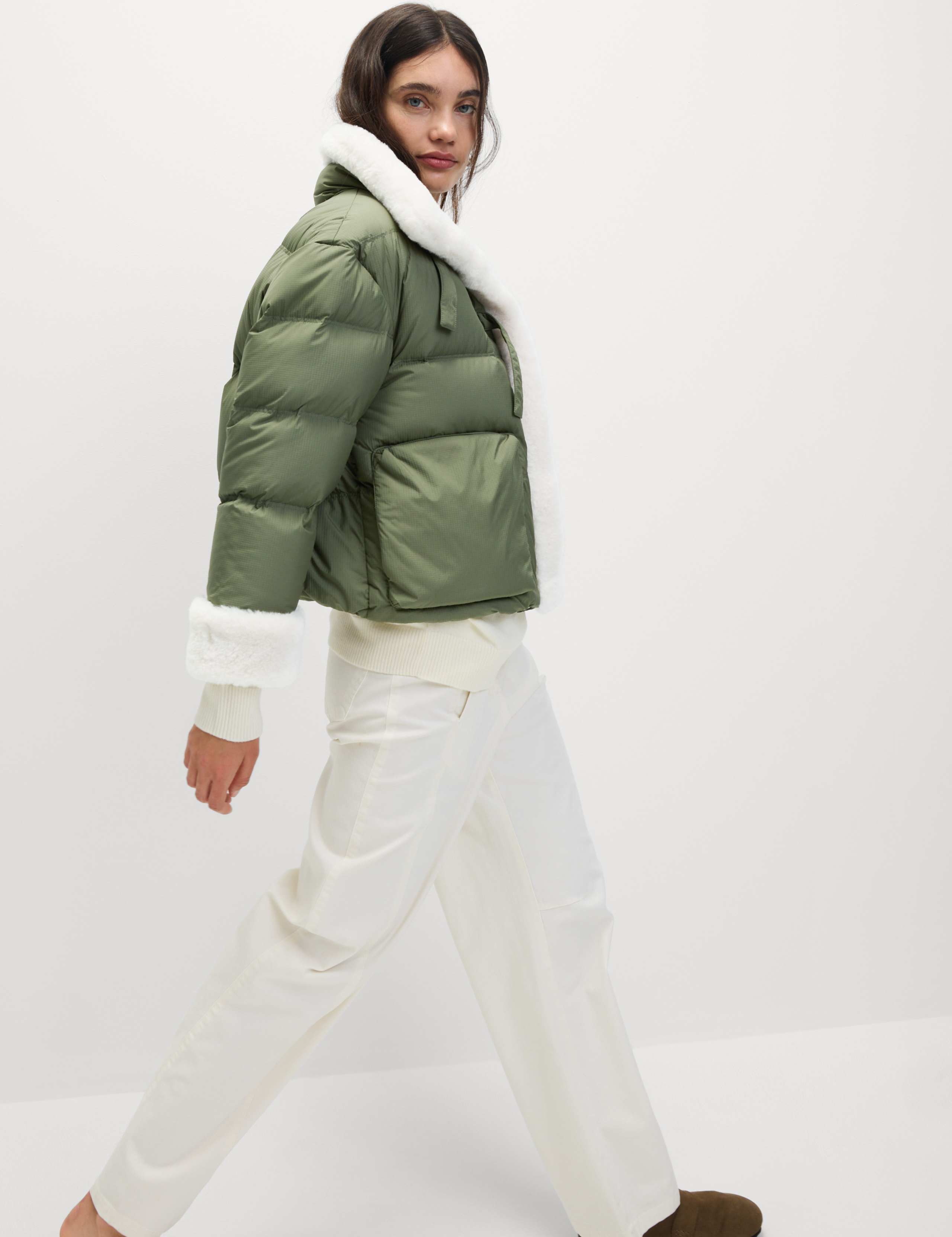 Feather & Down Padded Borg Trim Jacket 3 of 8