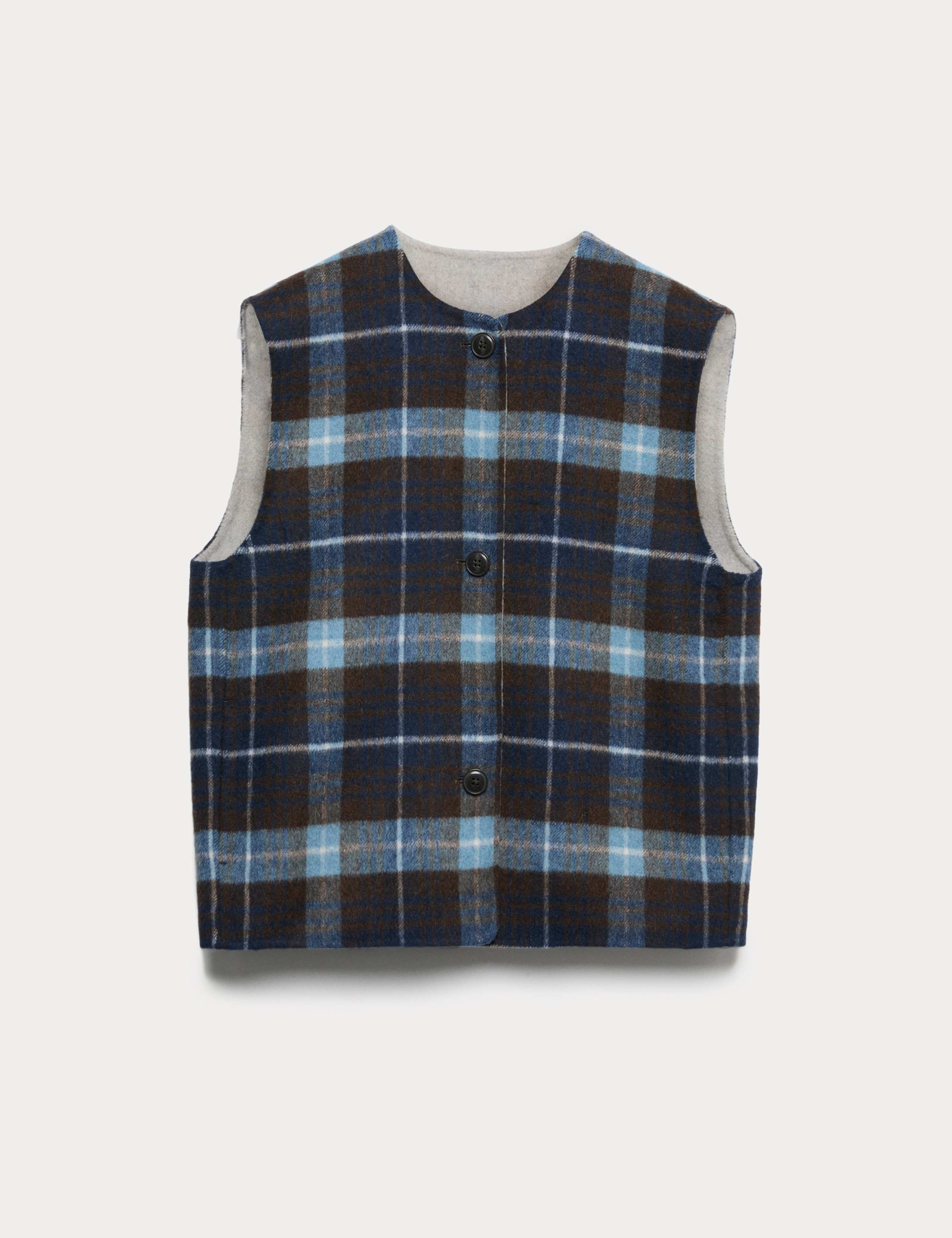 Wool Blend Checked Button Through Gilet 2 of 6