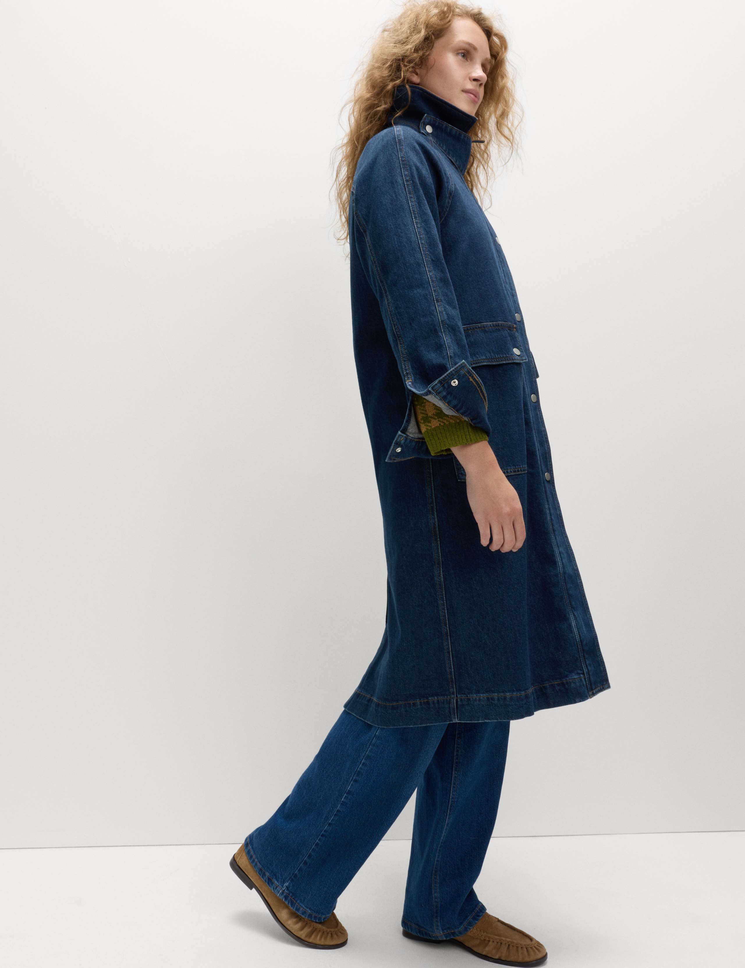 Denim Car Coat 1 of 7