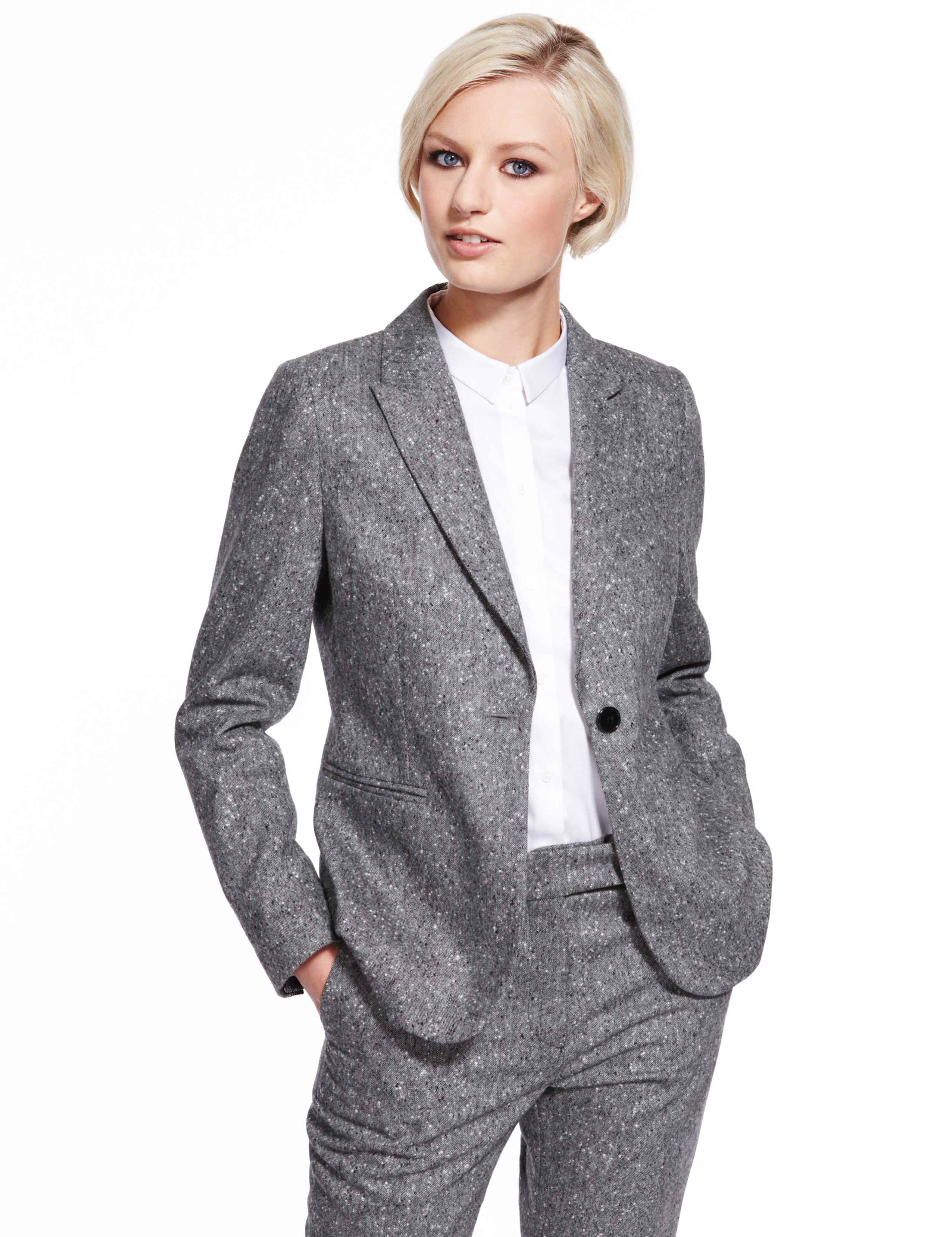 Best of British Pure Wool Notched Lapel 1 Button Tweed Jacket 1 of 8