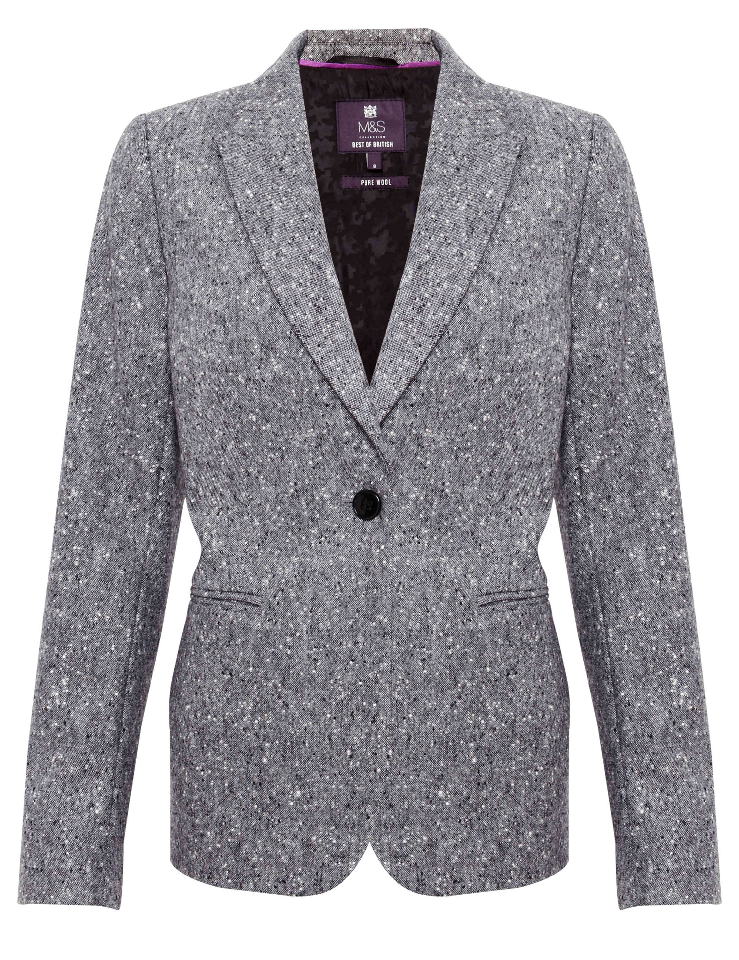Best of British Pure Wool Notched Lapel 1 Button Tweed Jacket 4 of 8