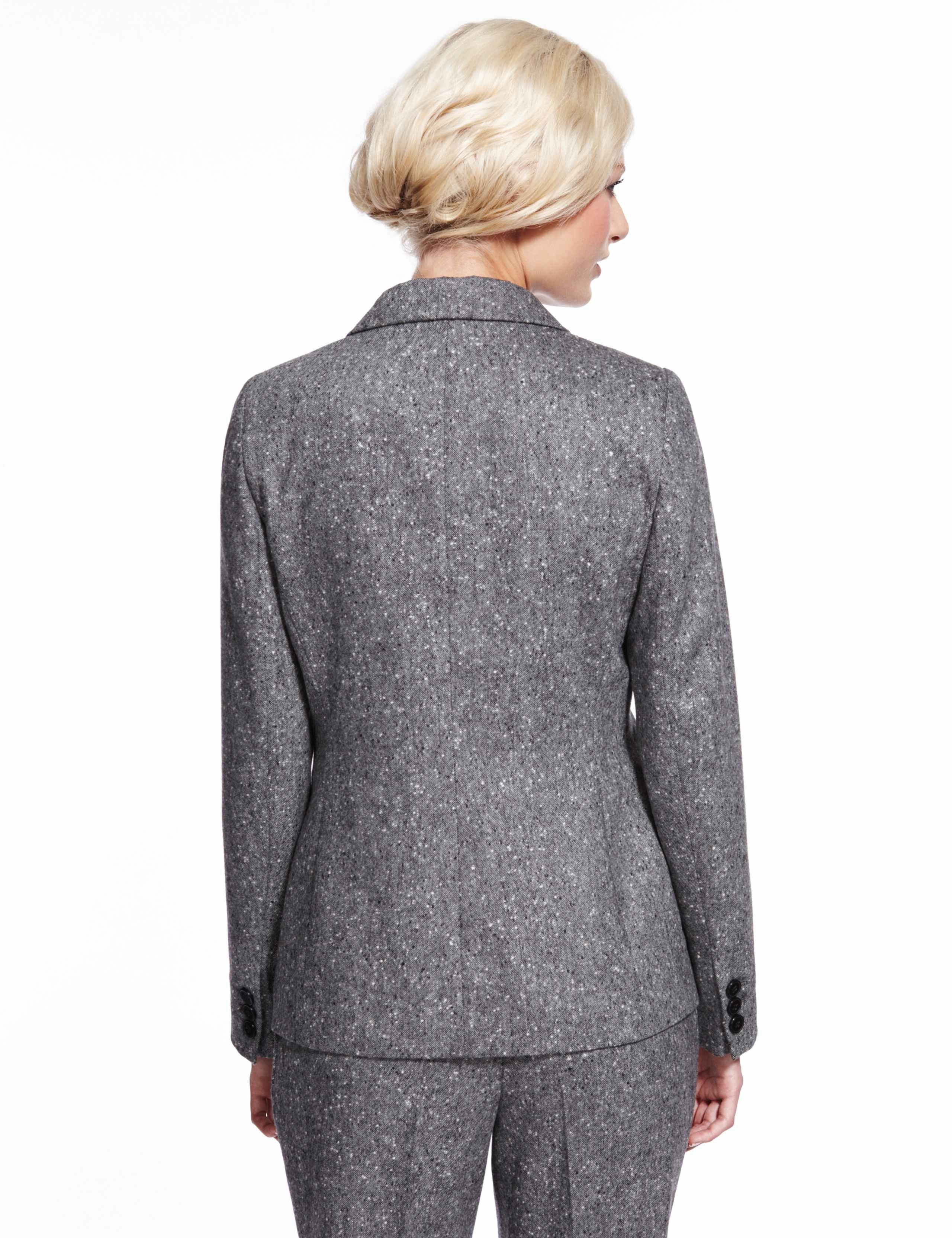 Best of British Pure Wool Notched Lapel 1 Button Tweed Jacket 7 of 8
