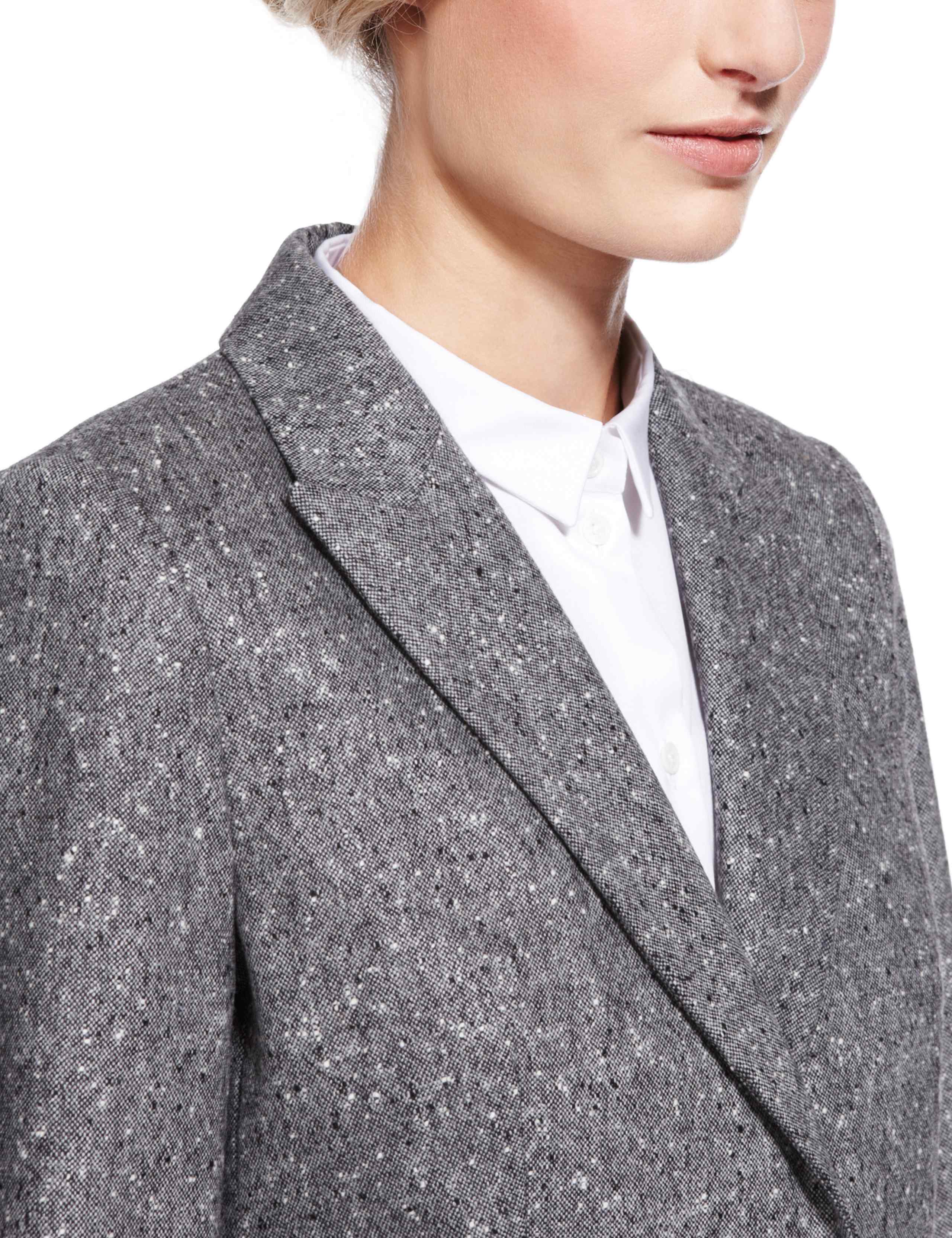 Best of British Pure Wool Notched Lapel 1 Button Tweed Jacket 8 of 8