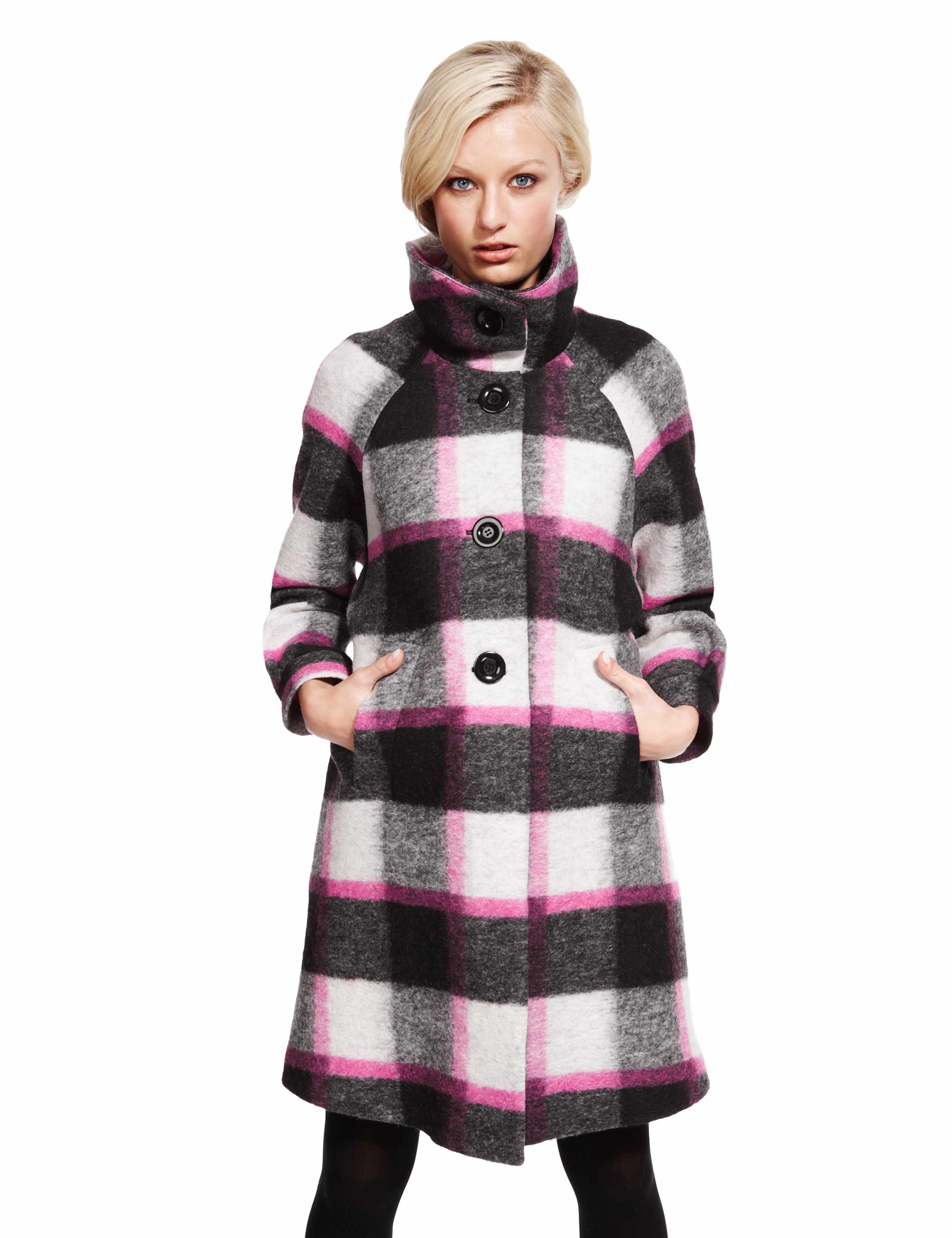 Best of British Wool Rich Checked Cocoon Coat 1 of 9