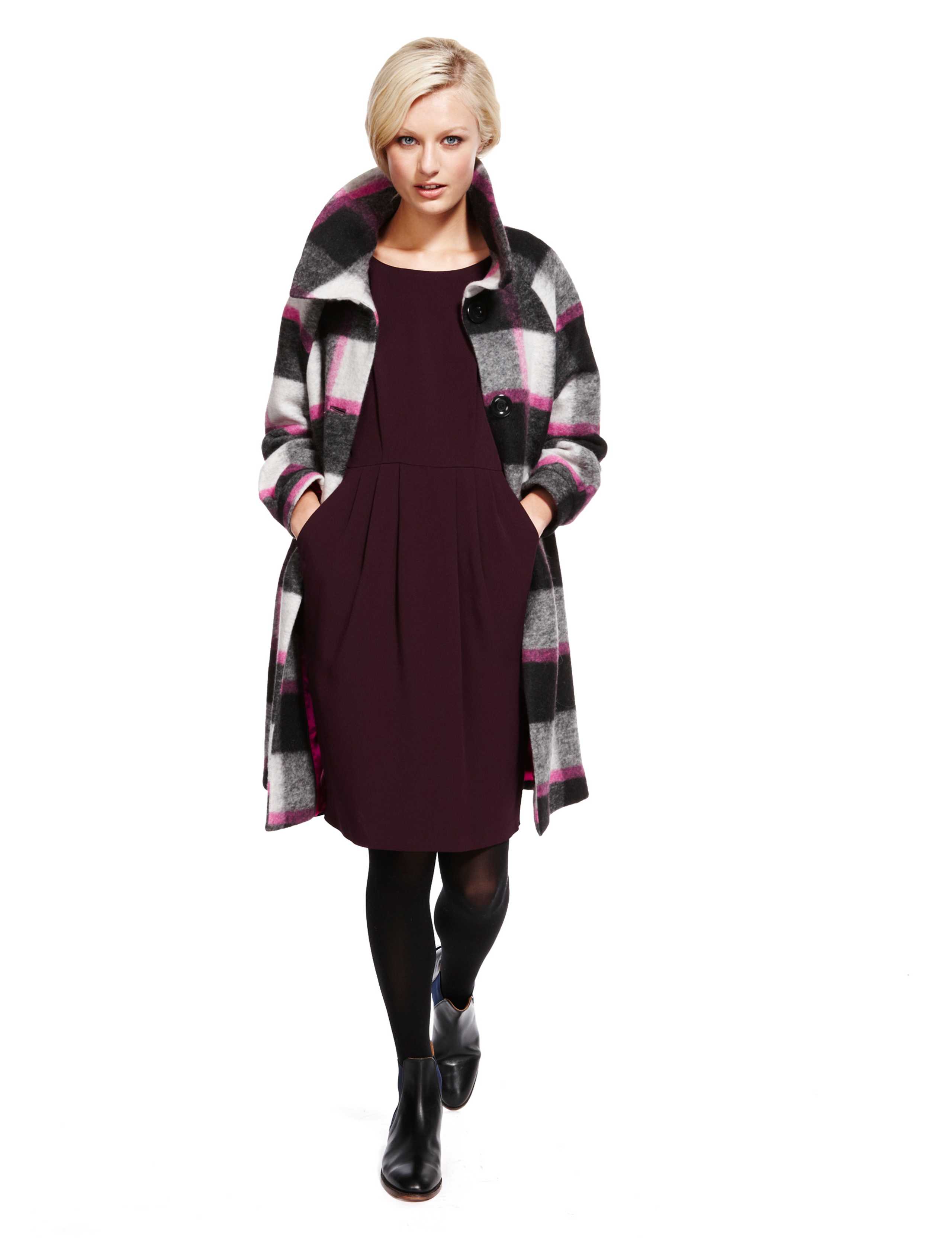 Best of British Wool Rich Checked Cocoon Coat 5 of 9