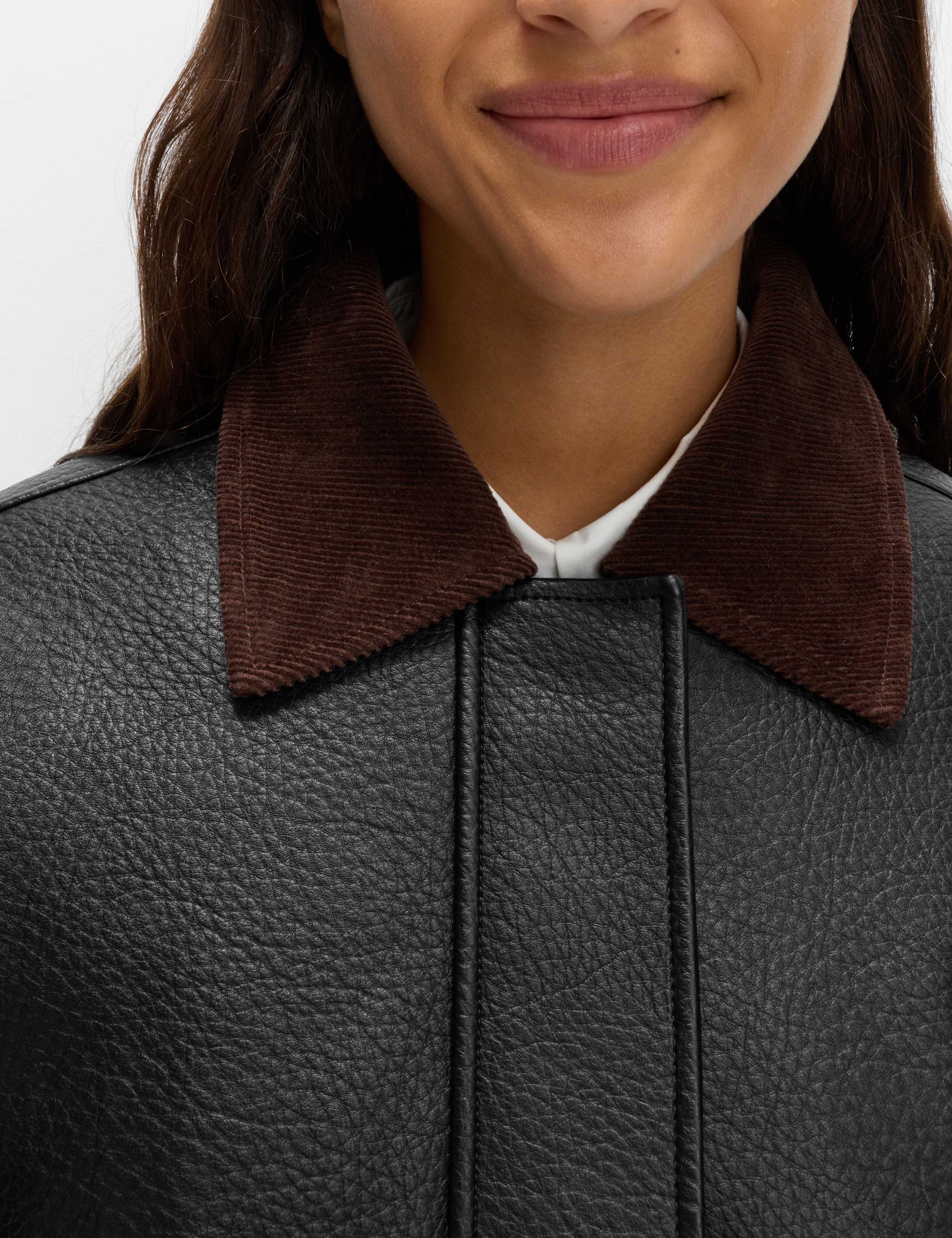 Faux Leather Padded Corduroy Collar Jacket 4 of 7
