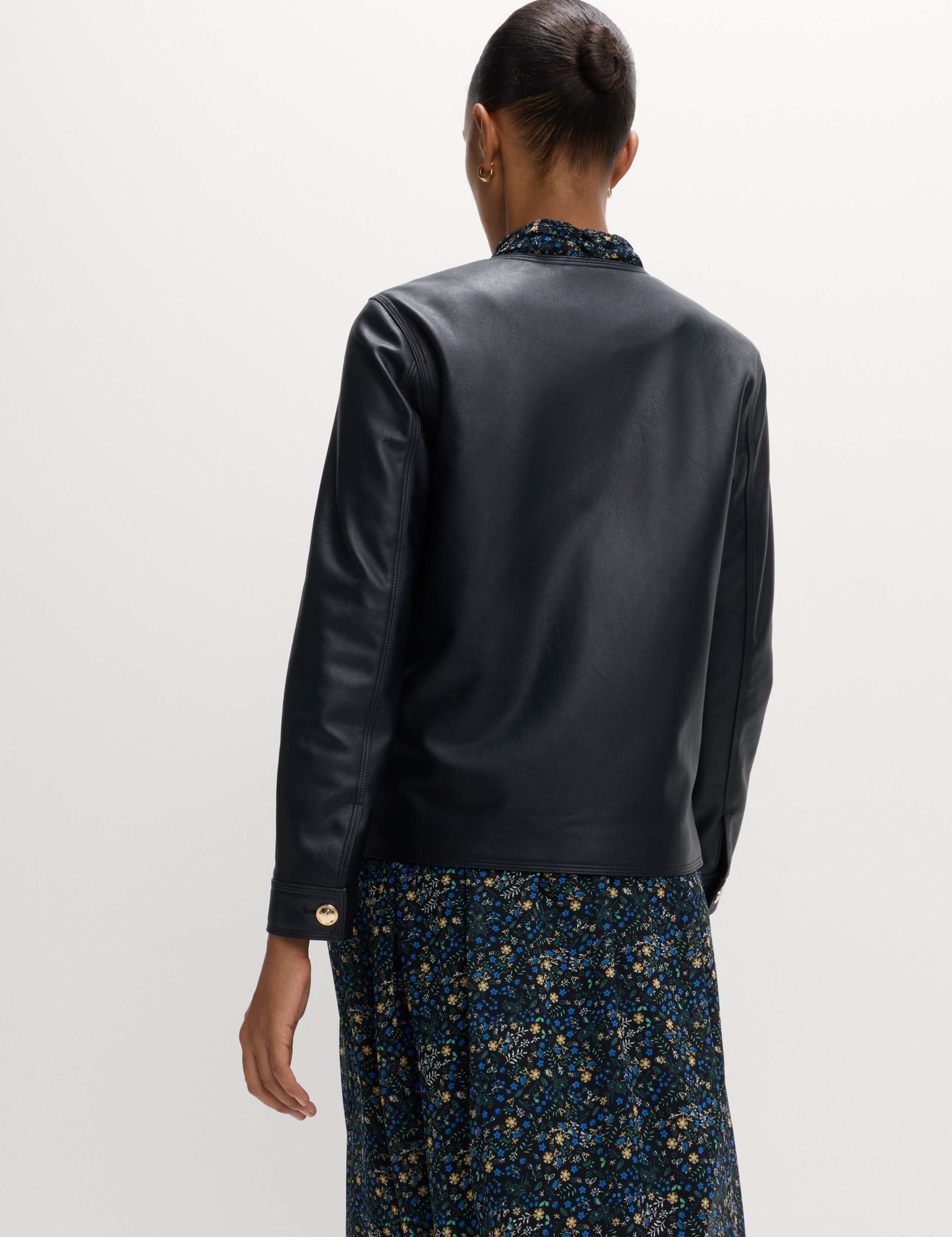 Faux Leather Collarless Jacket 5 of 5