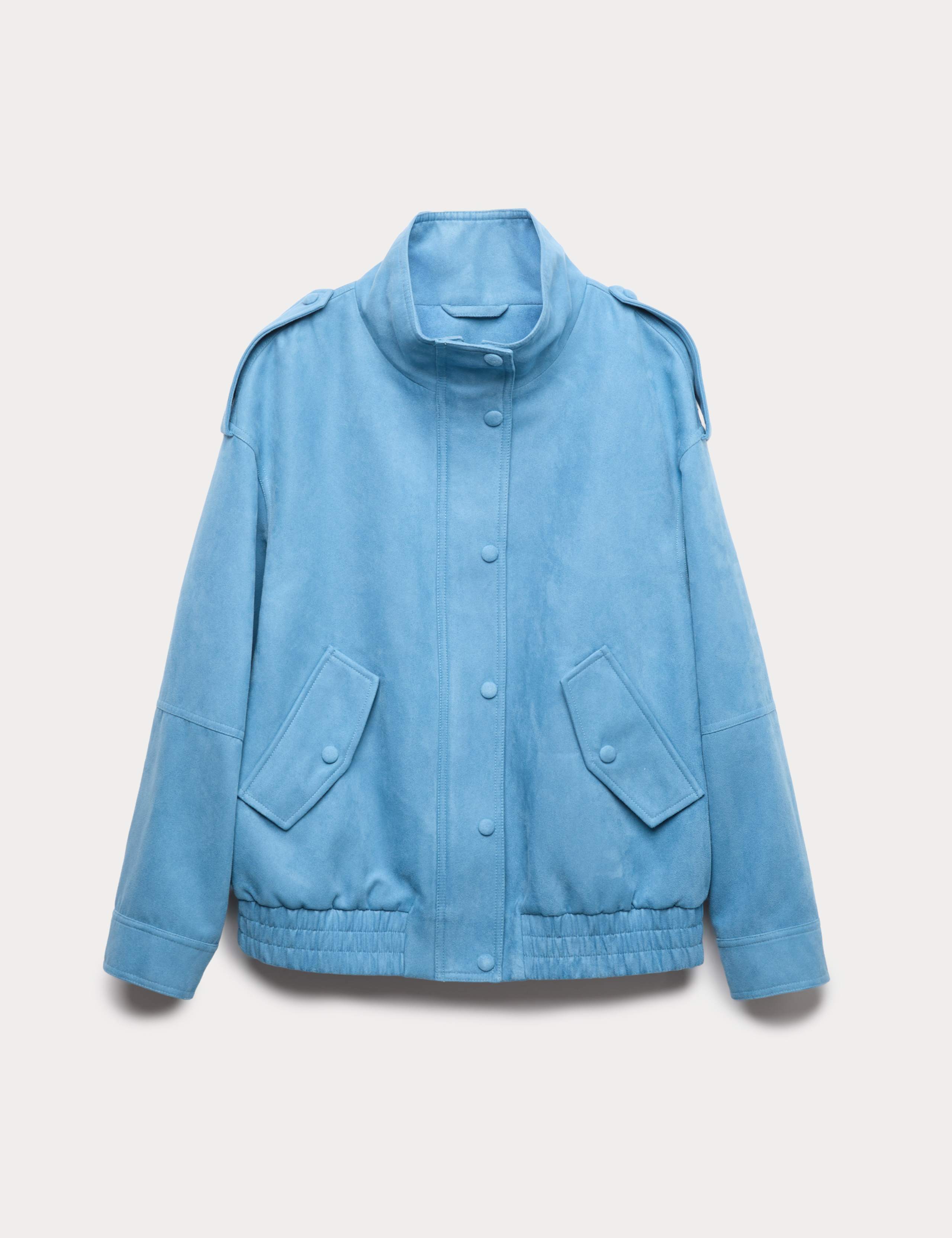 Suedette Funnel Neck Bomber Jacket 2 of 6