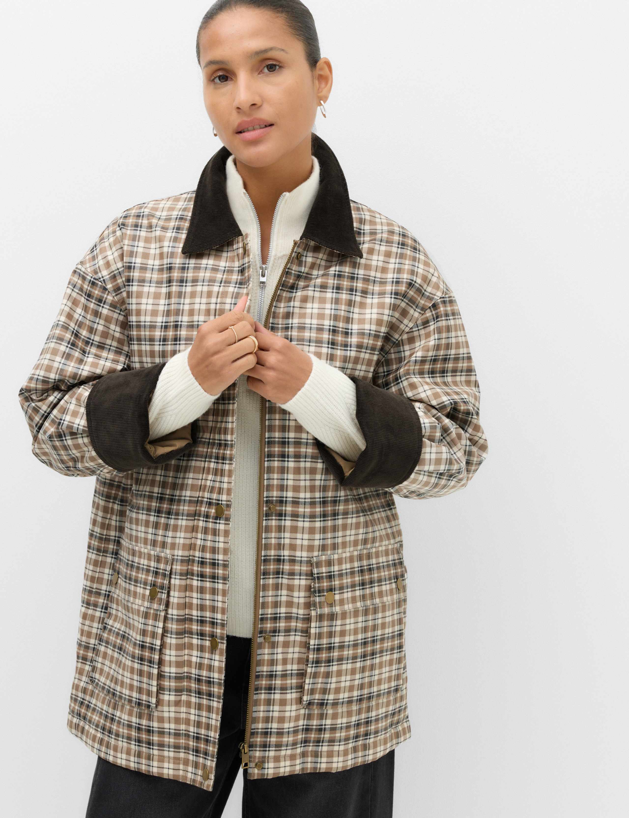 Checked Utility Jacket with Stretch 1 of 6