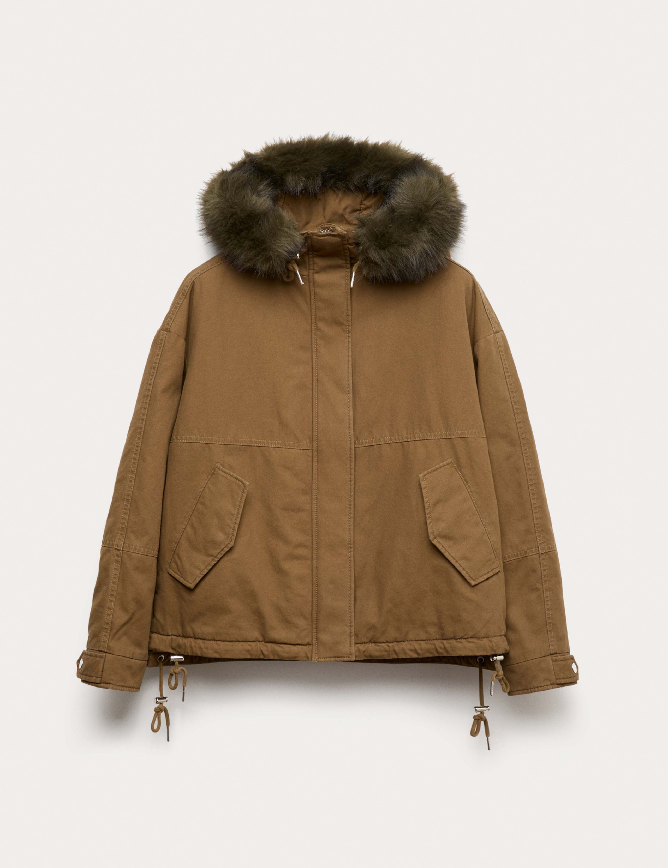Pure Cotton Faux Fur Trim Parka Coat 2 of 7