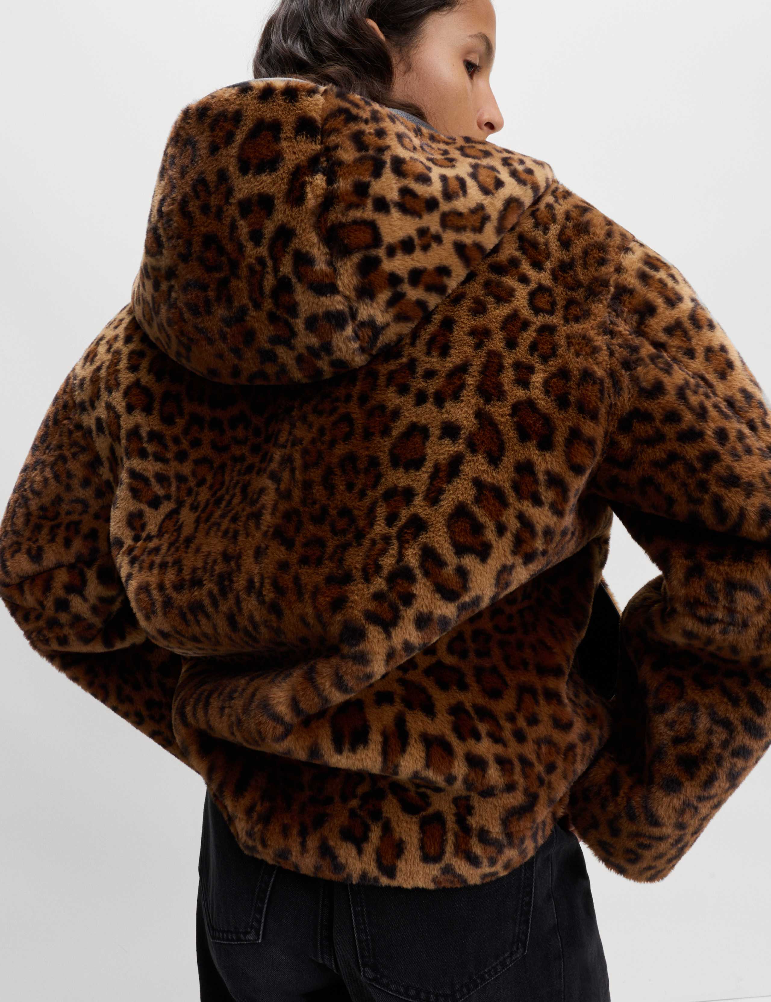 Faux Leather Animal Print Reversible Jacket 3 of 7