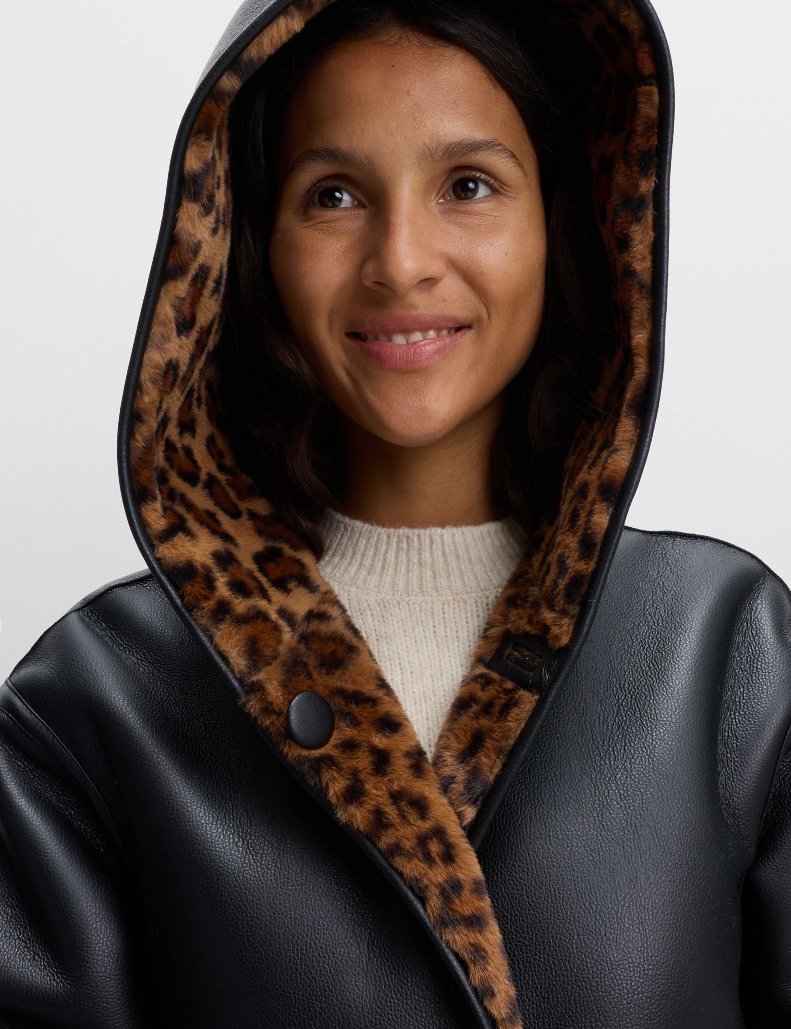 Faux Leather Animal Print Reversible Jacket 4 of 7