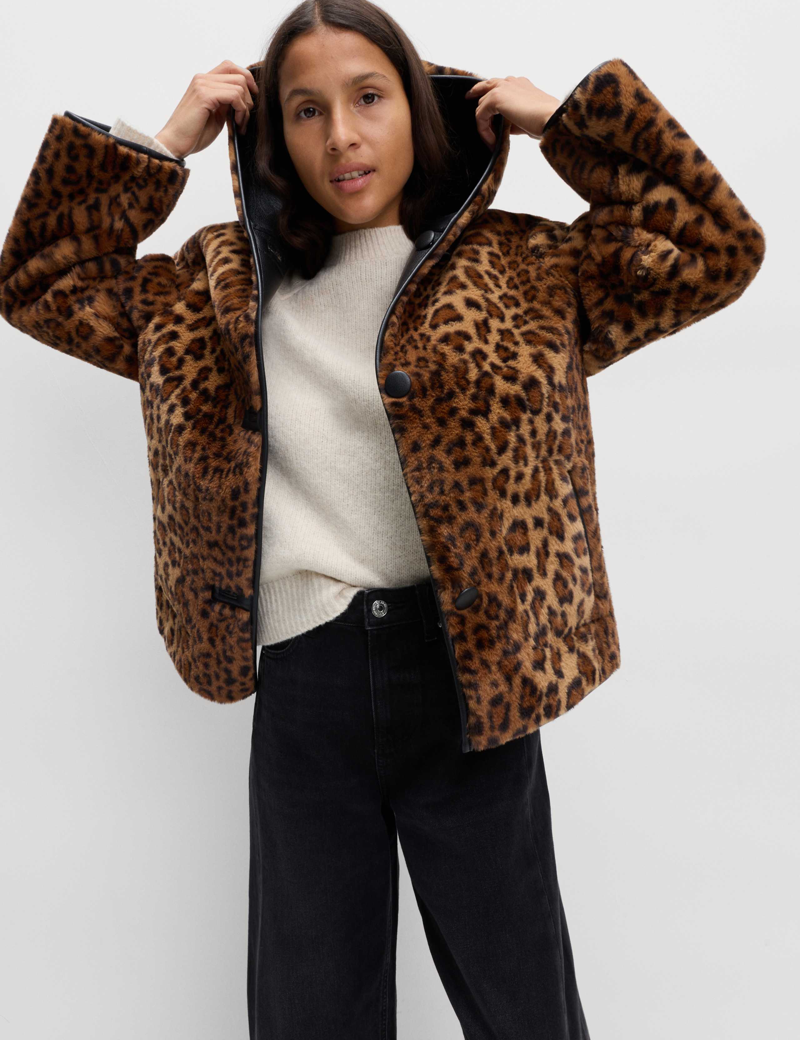 Faux Leather Animal Print Reversible Jacket 5 of 7