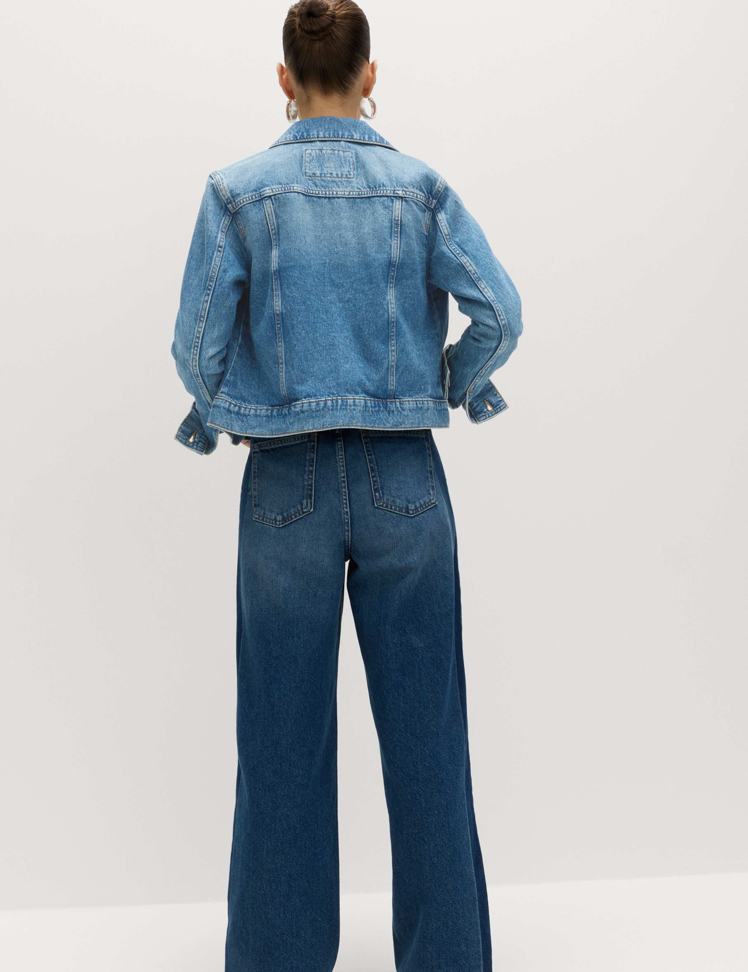 Cotton Lyocell Blend Denim Trucker Jacket 6 of 7