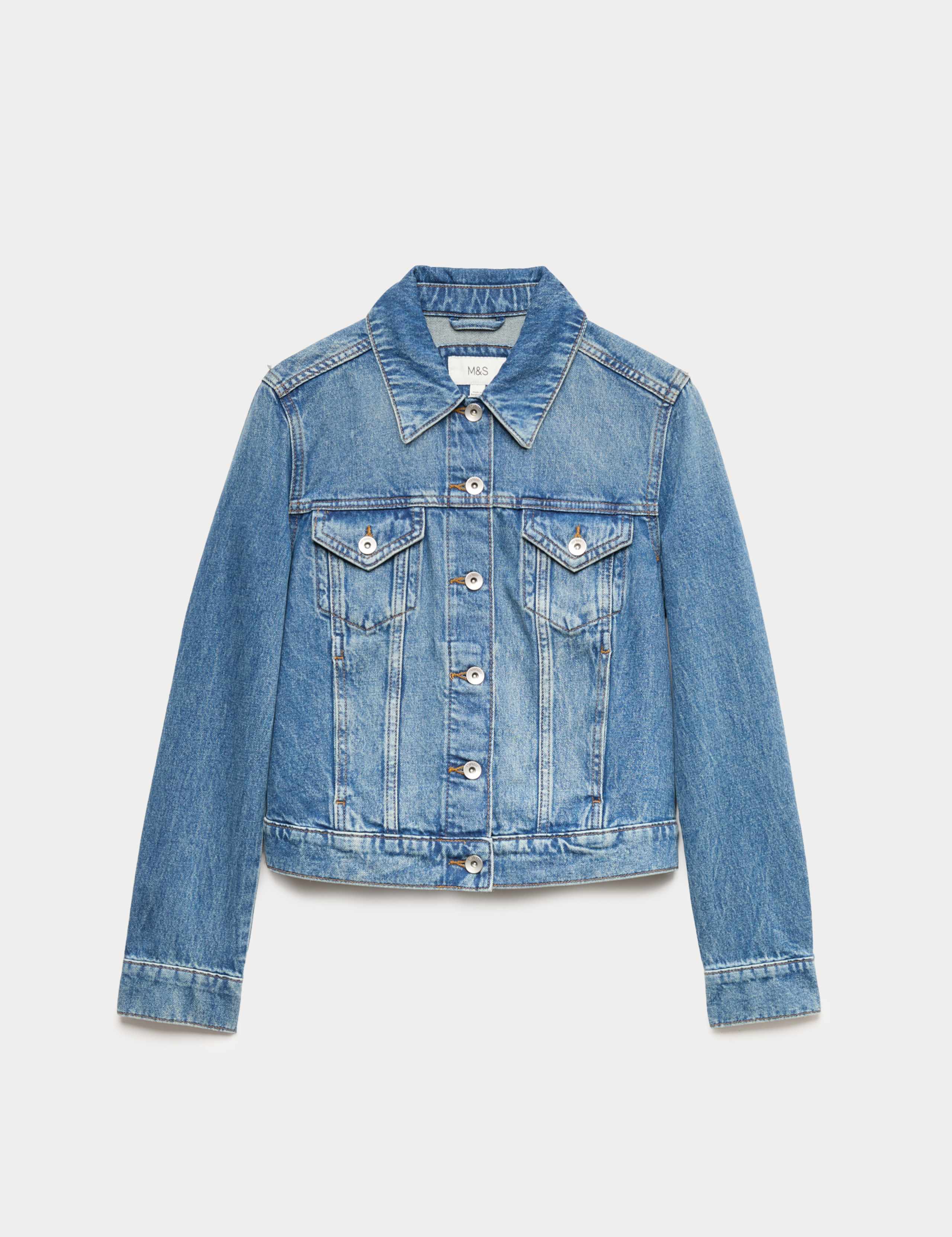 Cotton Lyocell Blend Denim Trucker Jacket 1 of 1
