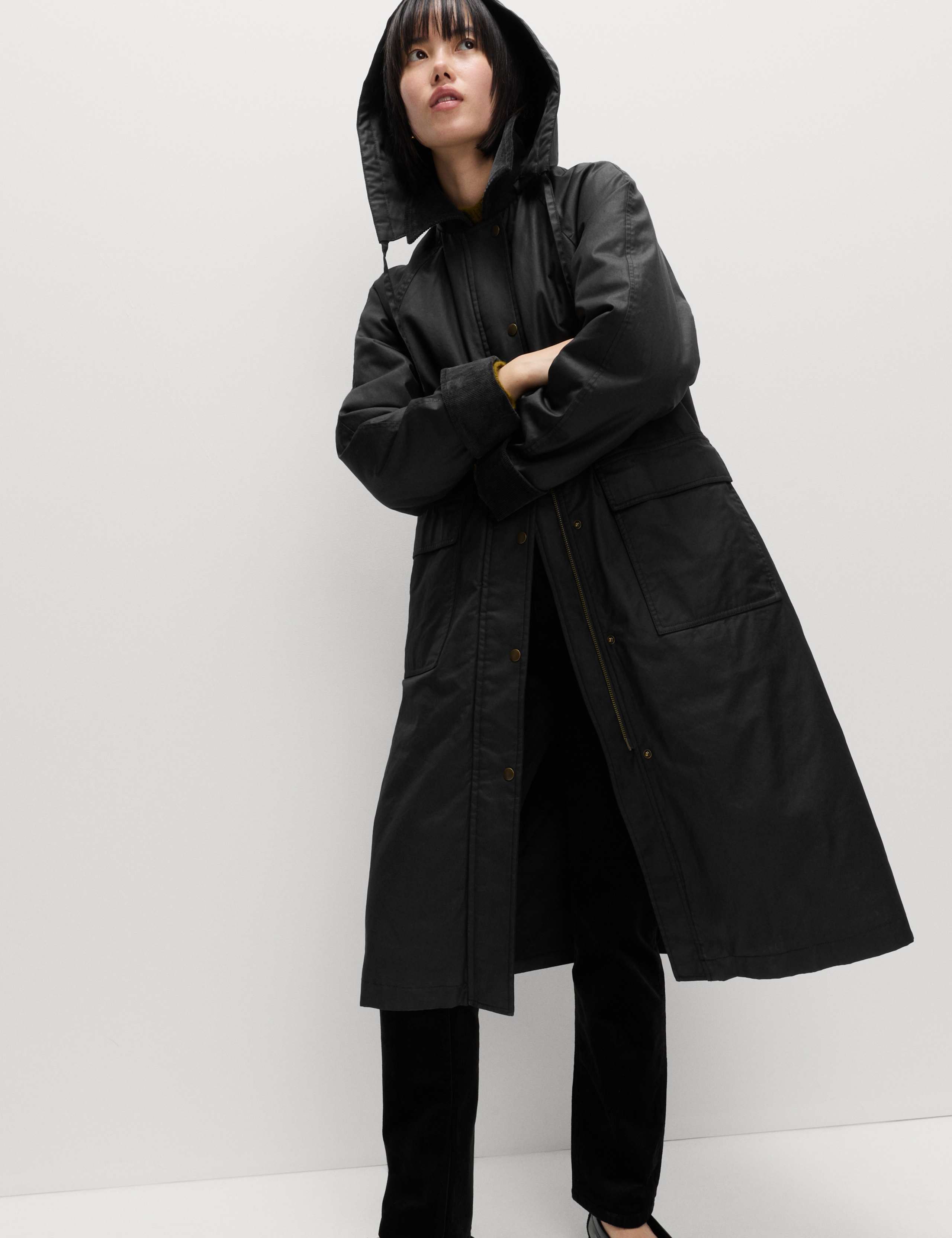 Pure Cotton Waxed Hooded Longline Car Coat 6 of 7