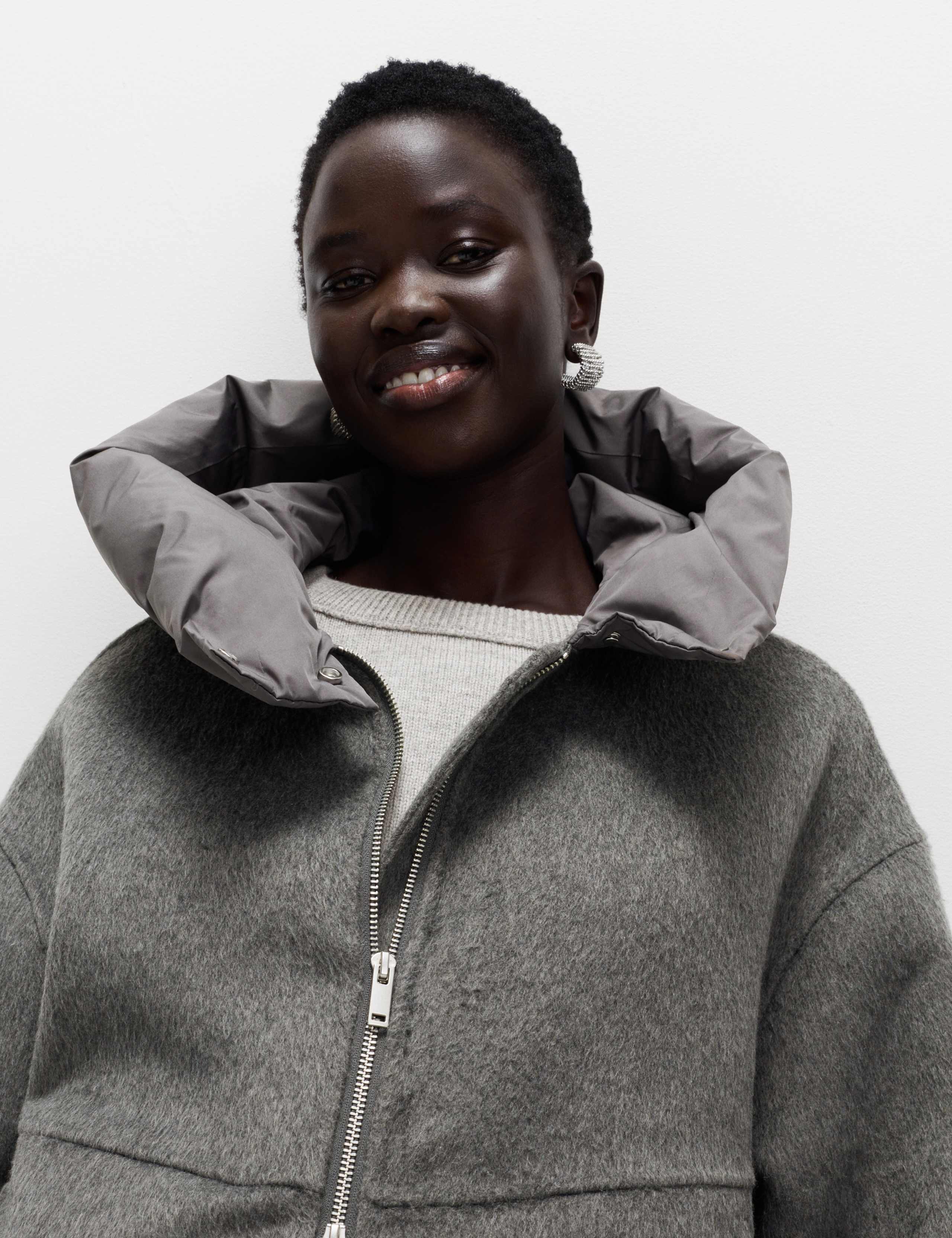 Wool Blend Textured Padded Hood Jacket 3 of 7