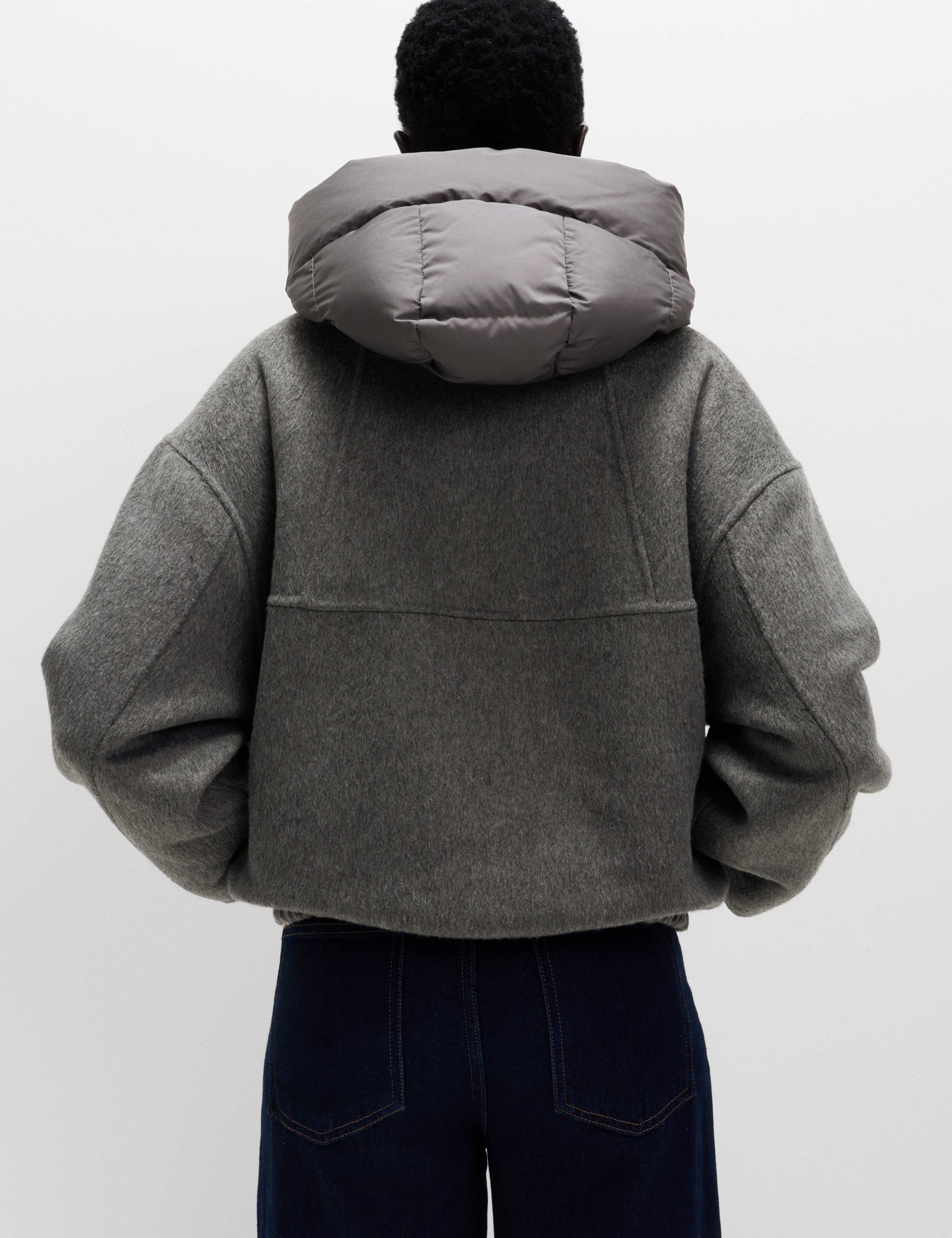 Wool Blend Textured Padded Hood Jacket 5 of 7