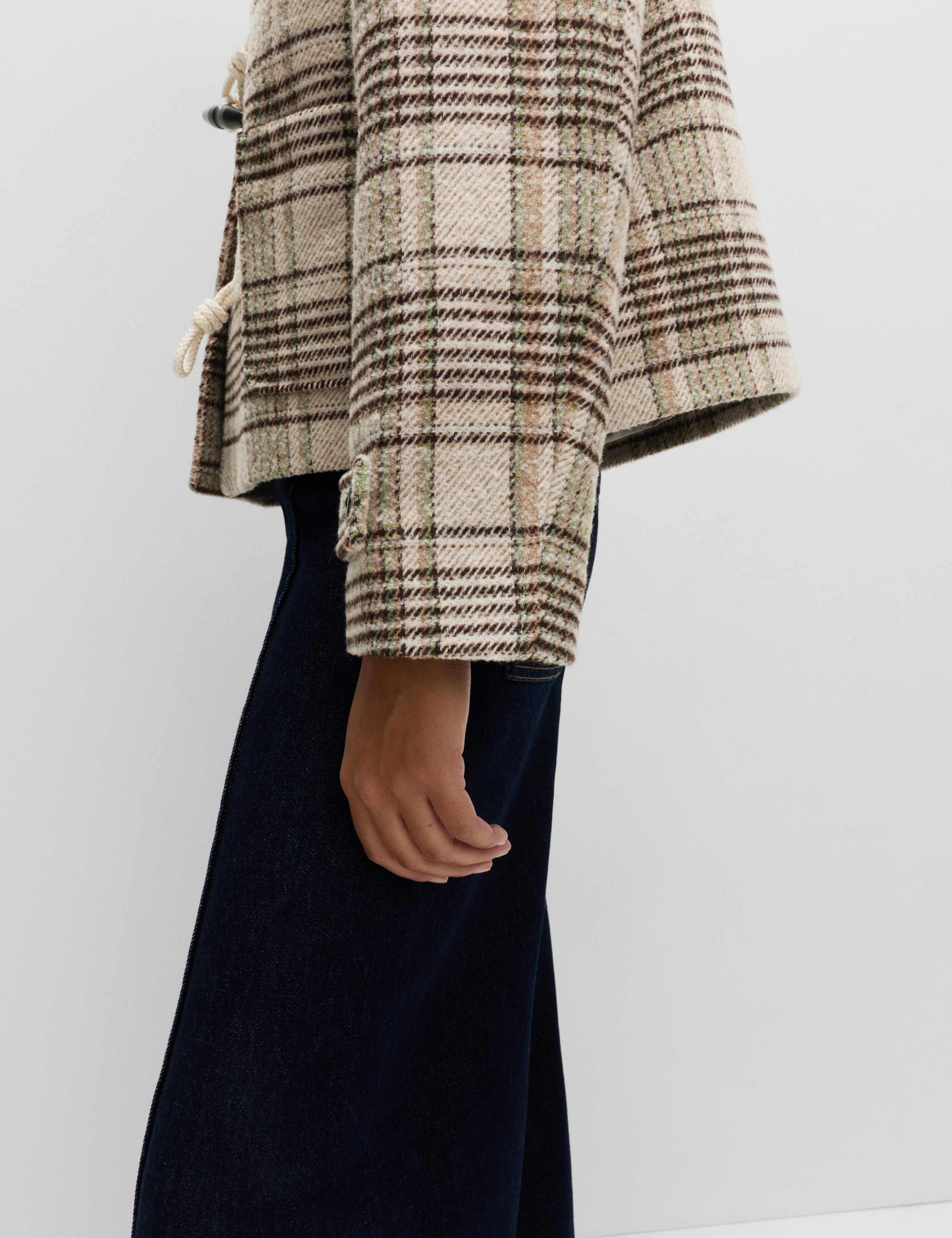 Checked Hooded Duffle Coat With Wool 5 of 6