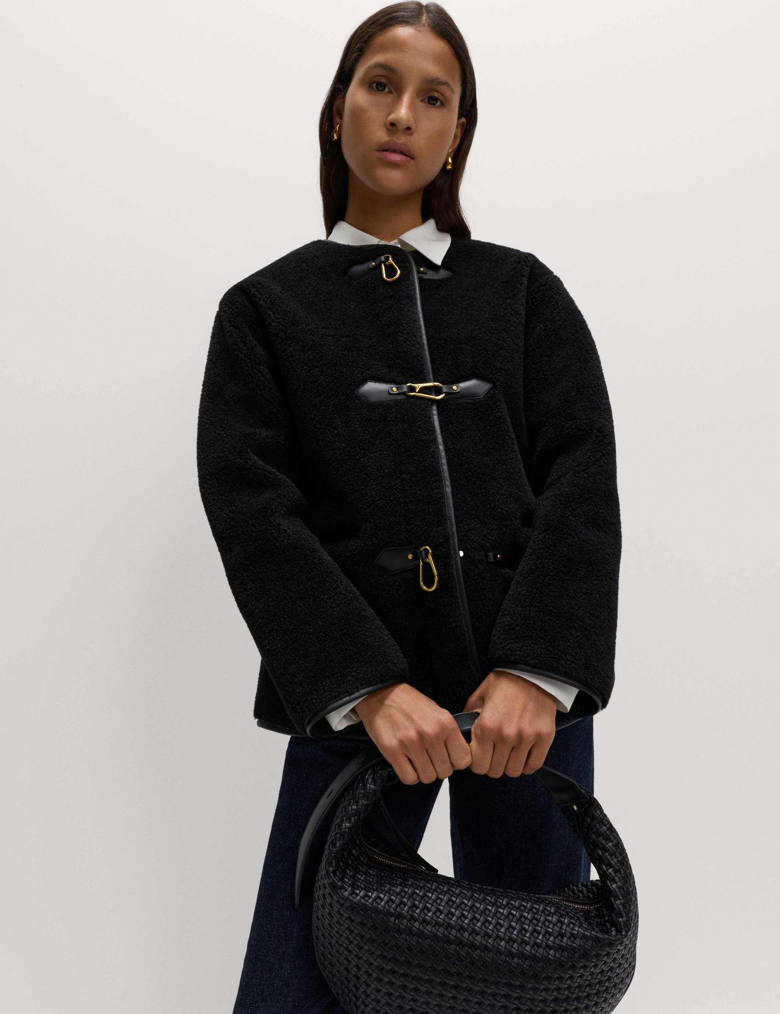 Faux Fur Buckle Trim Coat 1 of 6