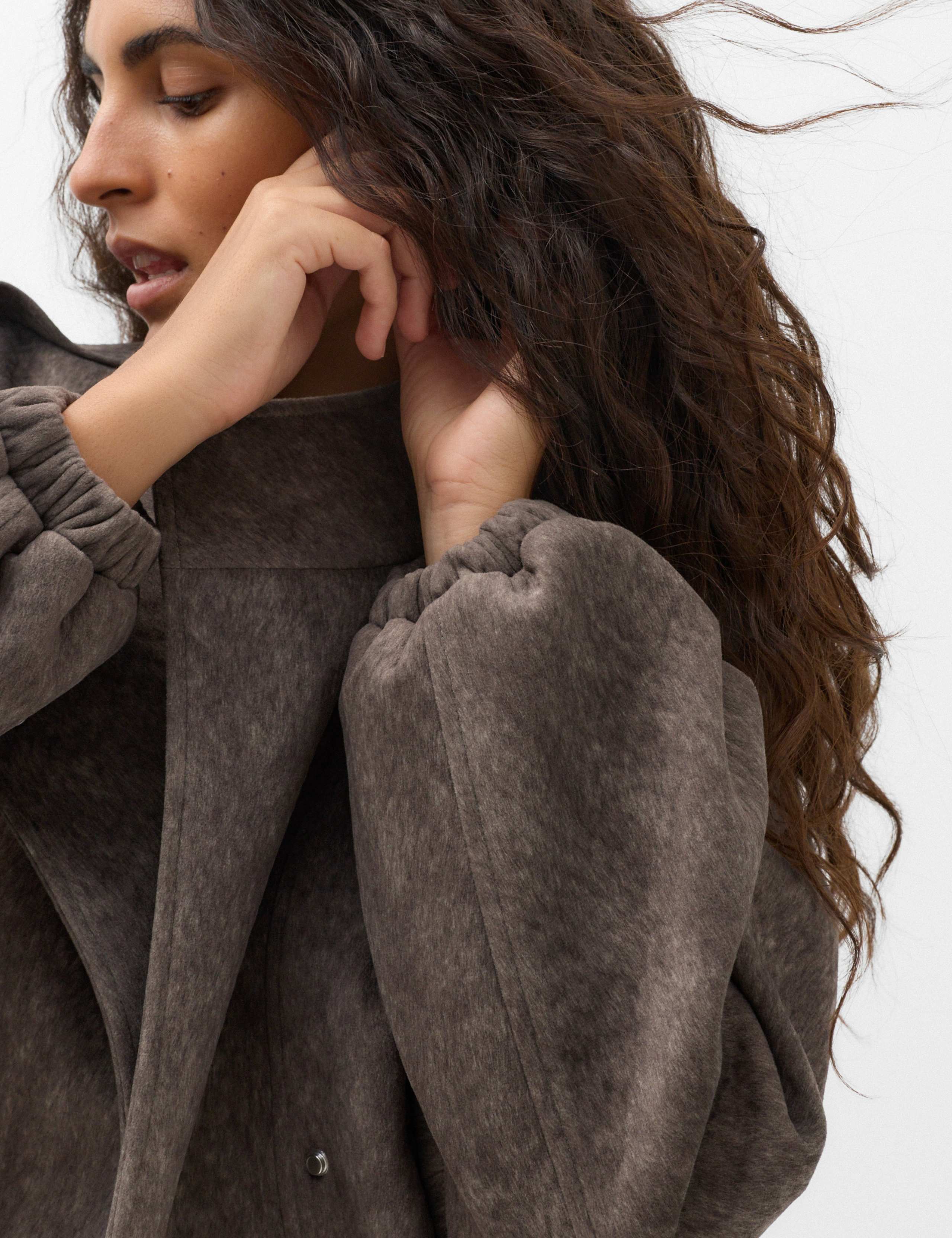 Textured Funnel Neck Bomber Jacket 6 of 7