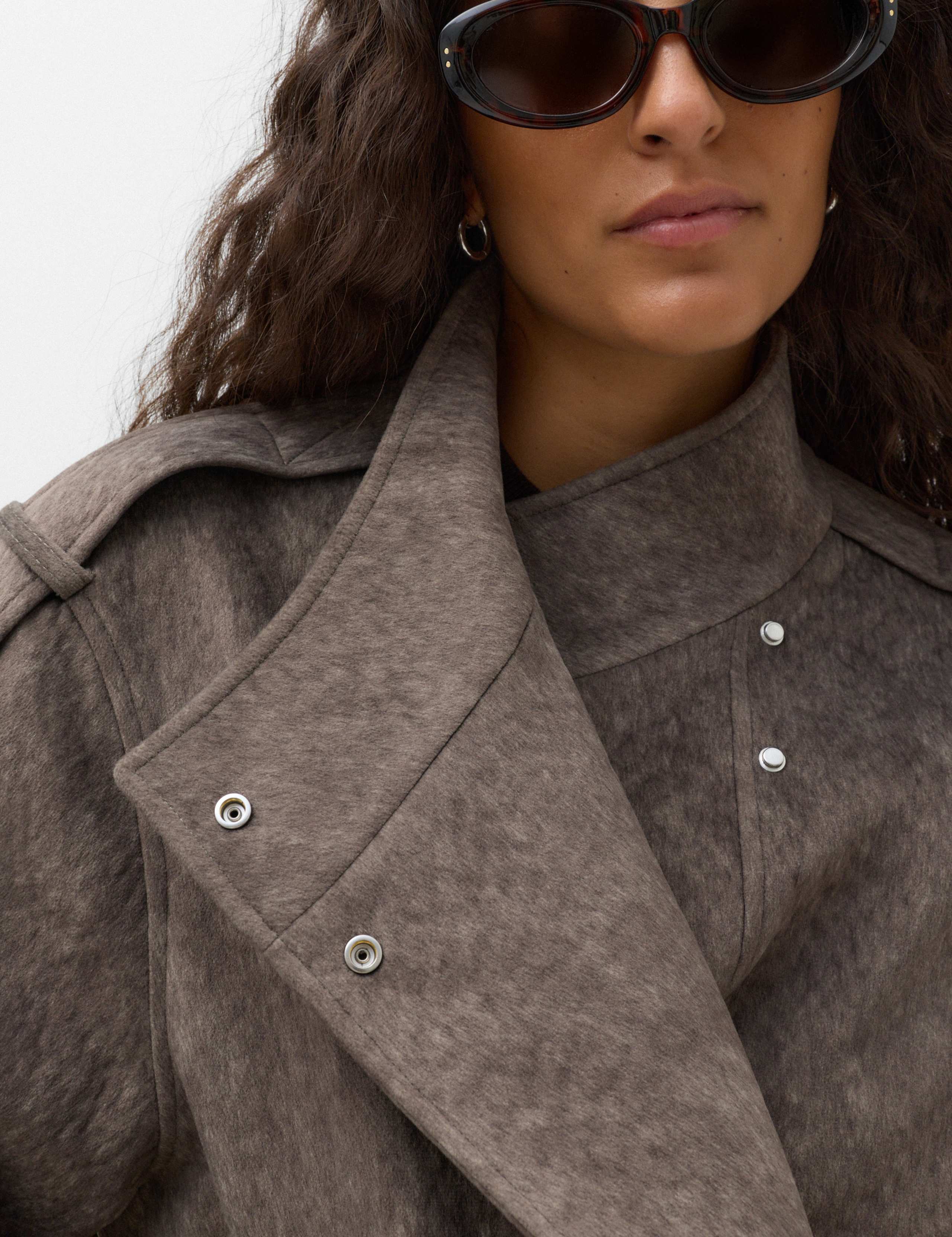 Textured Funnel Neck Bomber Jacket 7 of 7