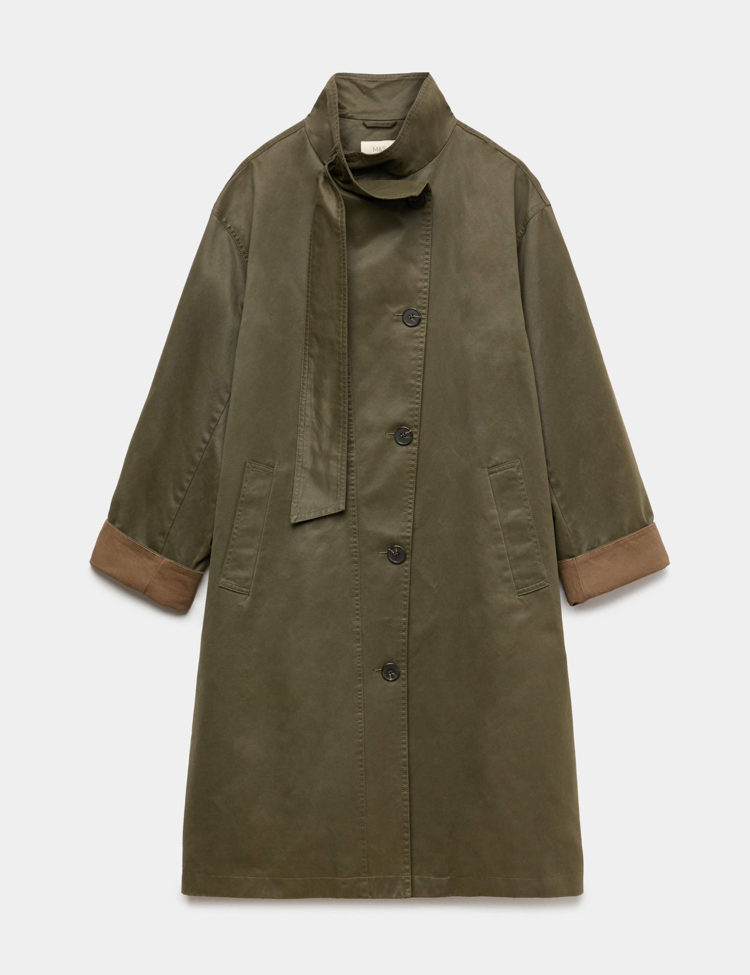 Cotton Rich Waxed Tie Neck Car Coat 2 of 6
