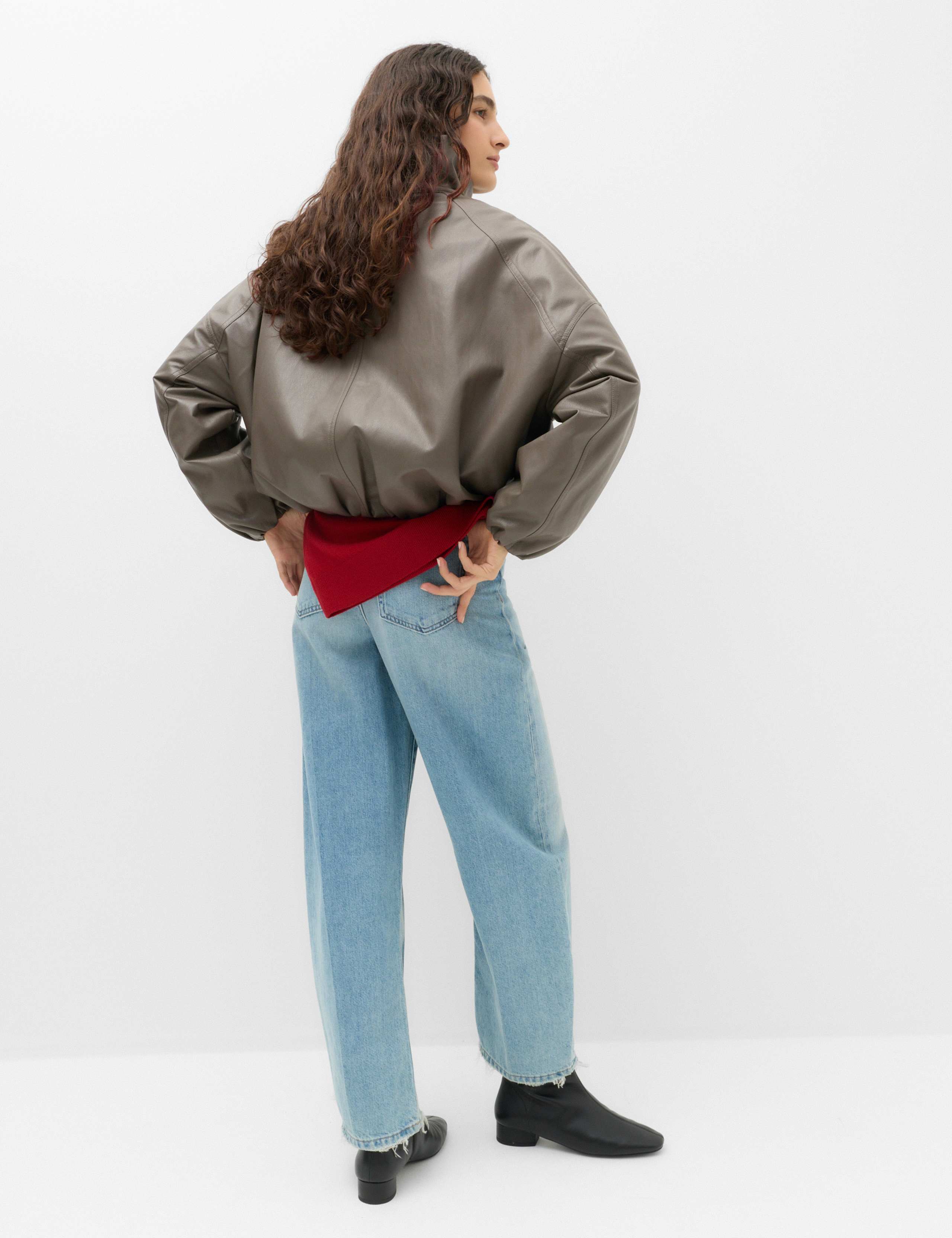 Faux Leather Thermowarmth Funnel Neck Jacket 4 of 6