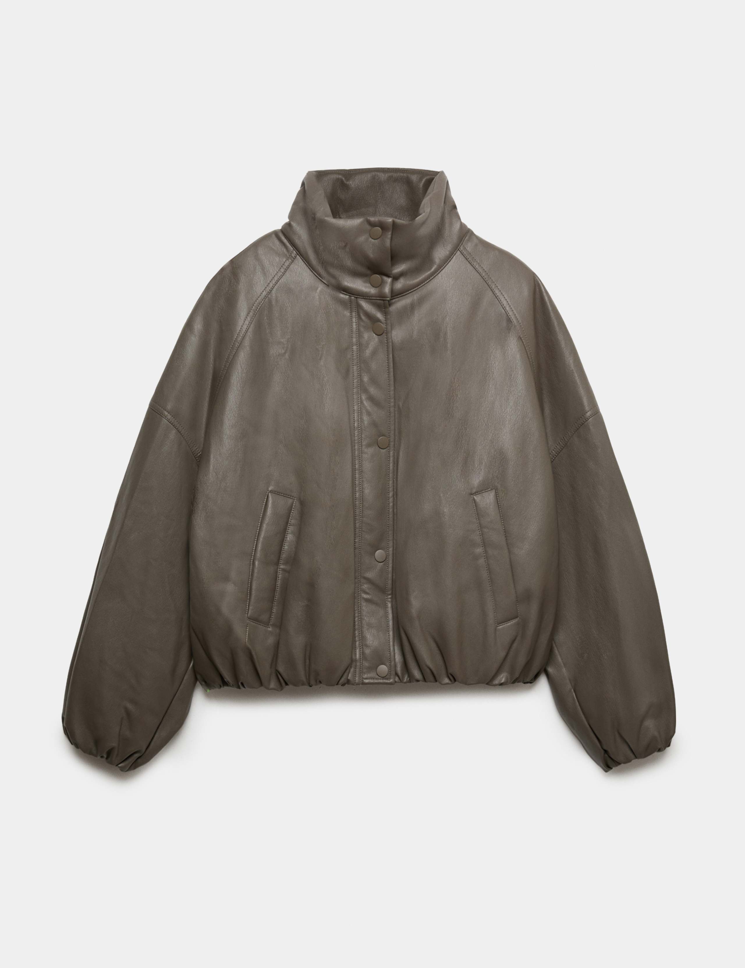 Faux Leather Thermowarmth Funnel Neck Jacket 2 of 6